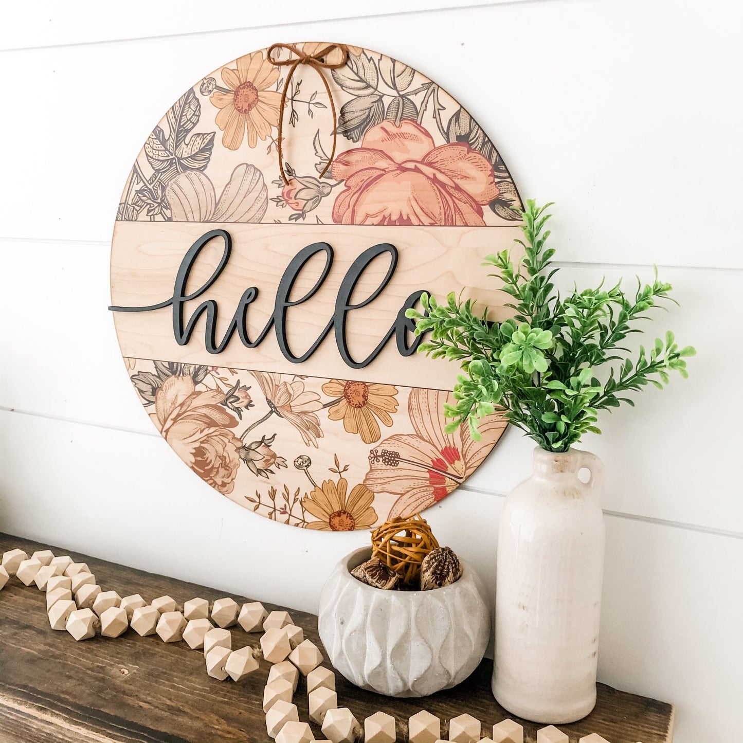 Spring Round Vintage Floral Sign