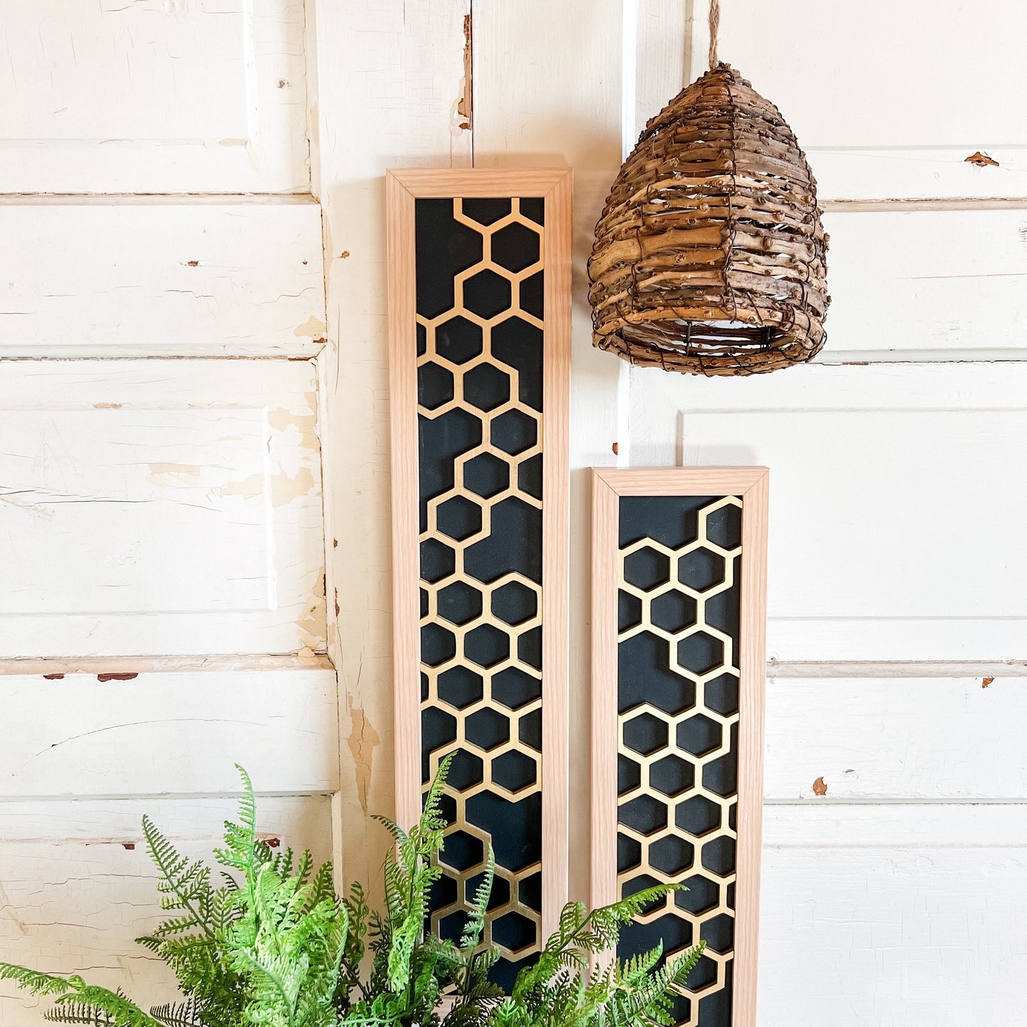 Geometric Honeycomb Wall Art - Skinny Size