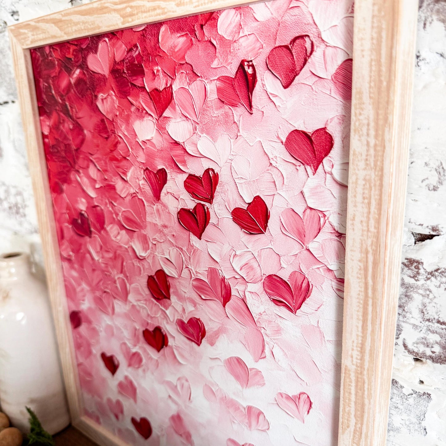 Ombre Pink Hearts Valentines Day Wall Art