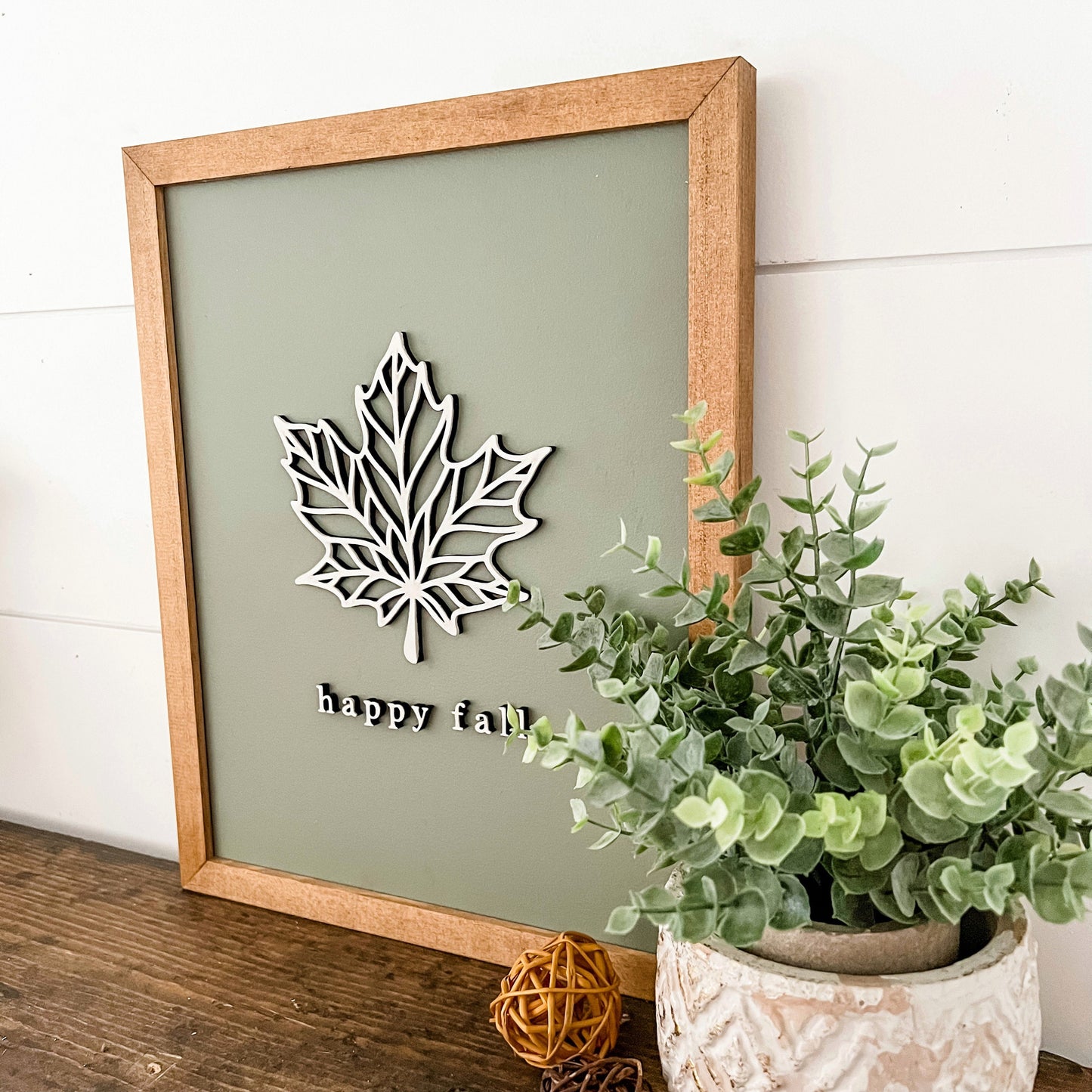 Happy Fall Leaf Wood Sign