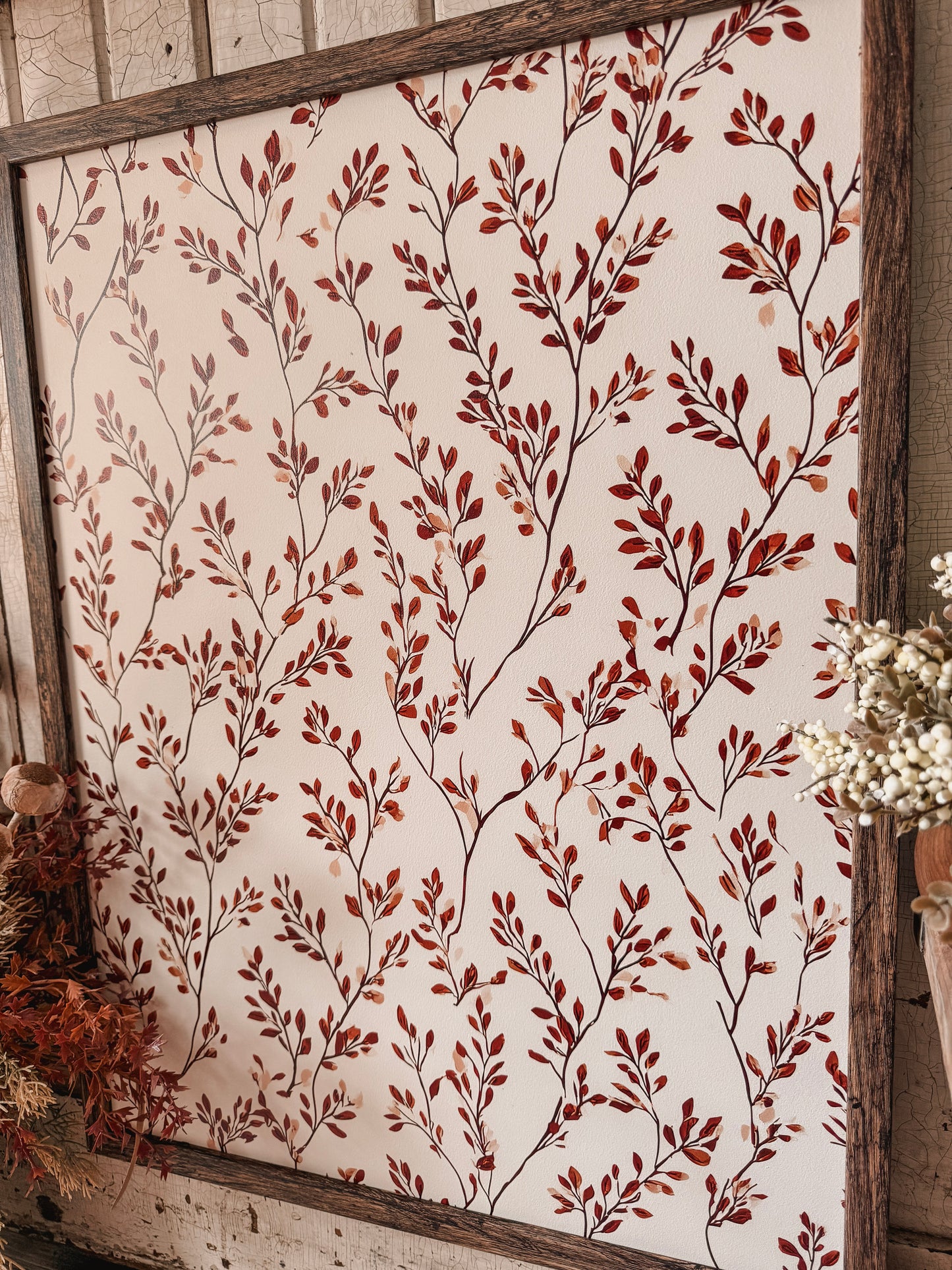 Vintage Autumn Leaf Branch Wall Art Wood Sign