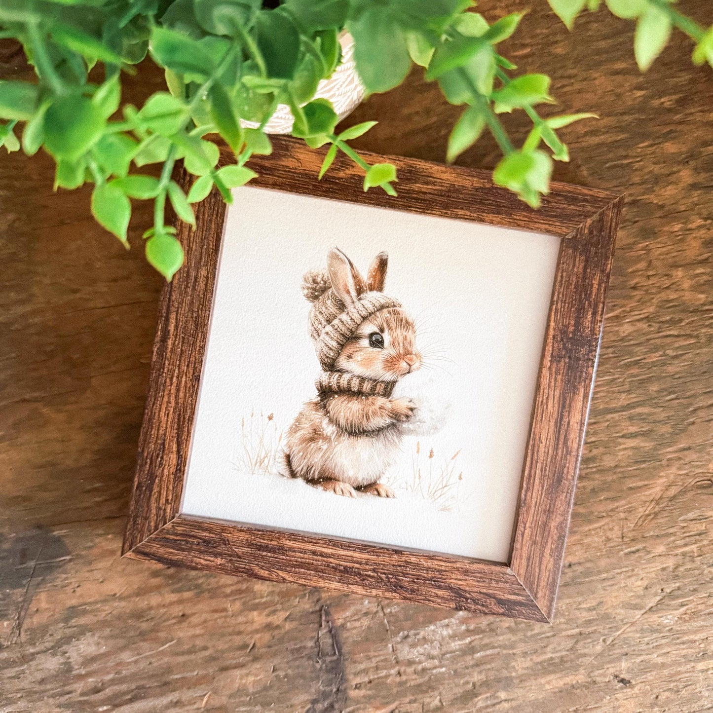Winter Bunny Farmhouse Wood Sign
