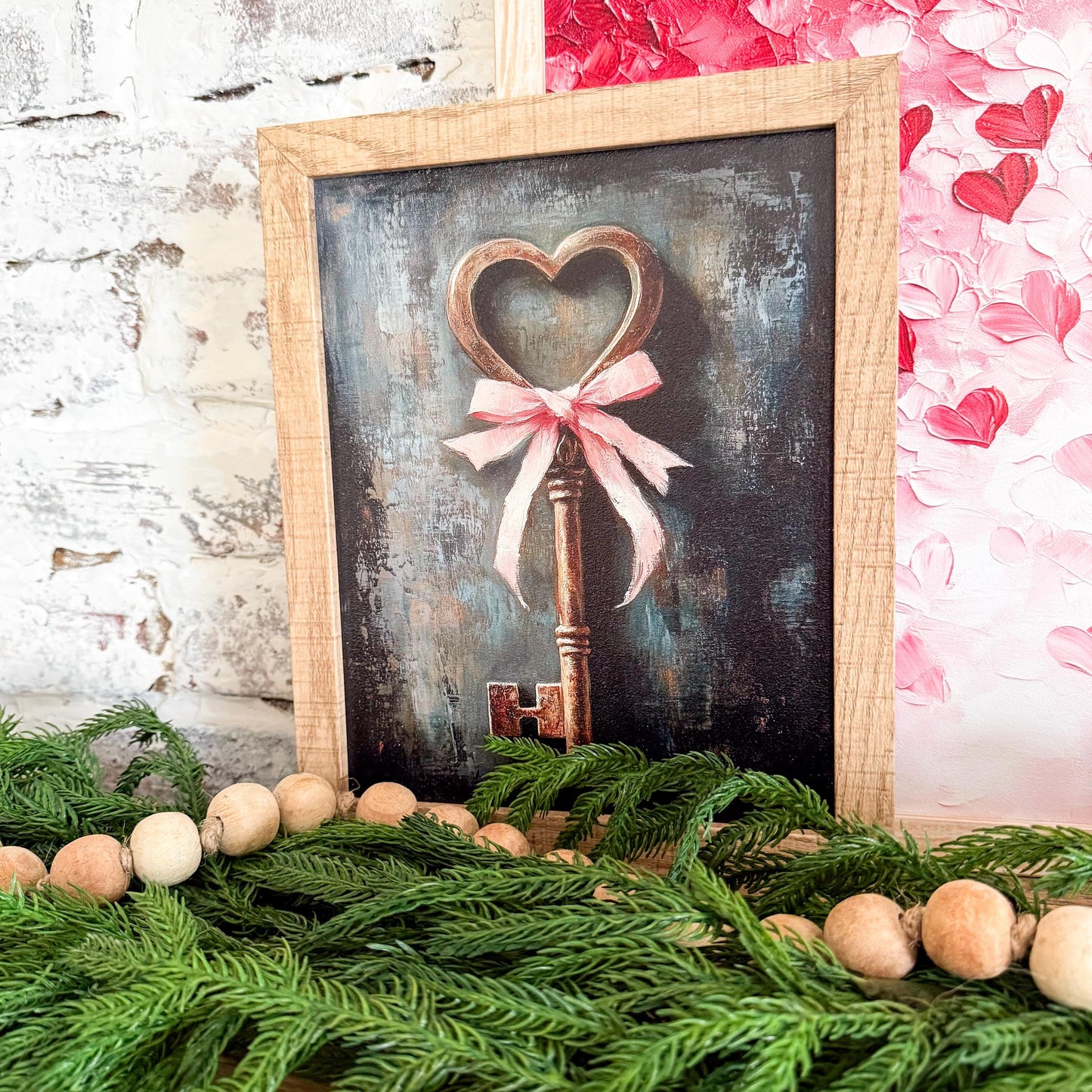 Gold Key-Pink Bow Valentines Day Sign