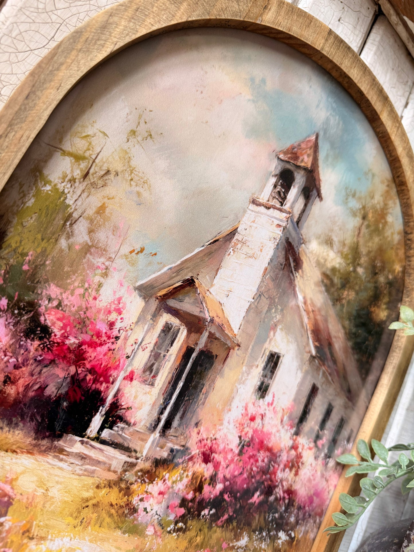 Spring Time Church Framed Arched Print