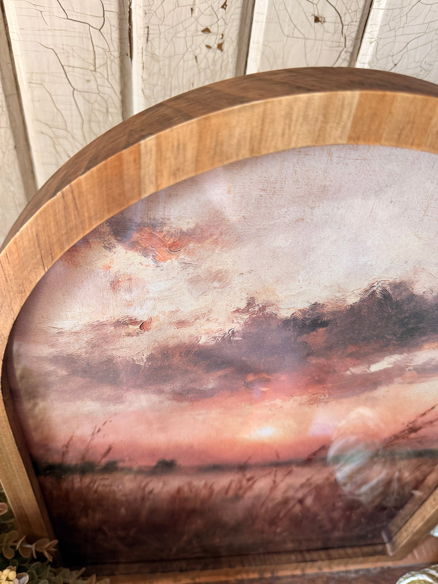 Moody Autumn Cornfield Sunset Framed Arched Print