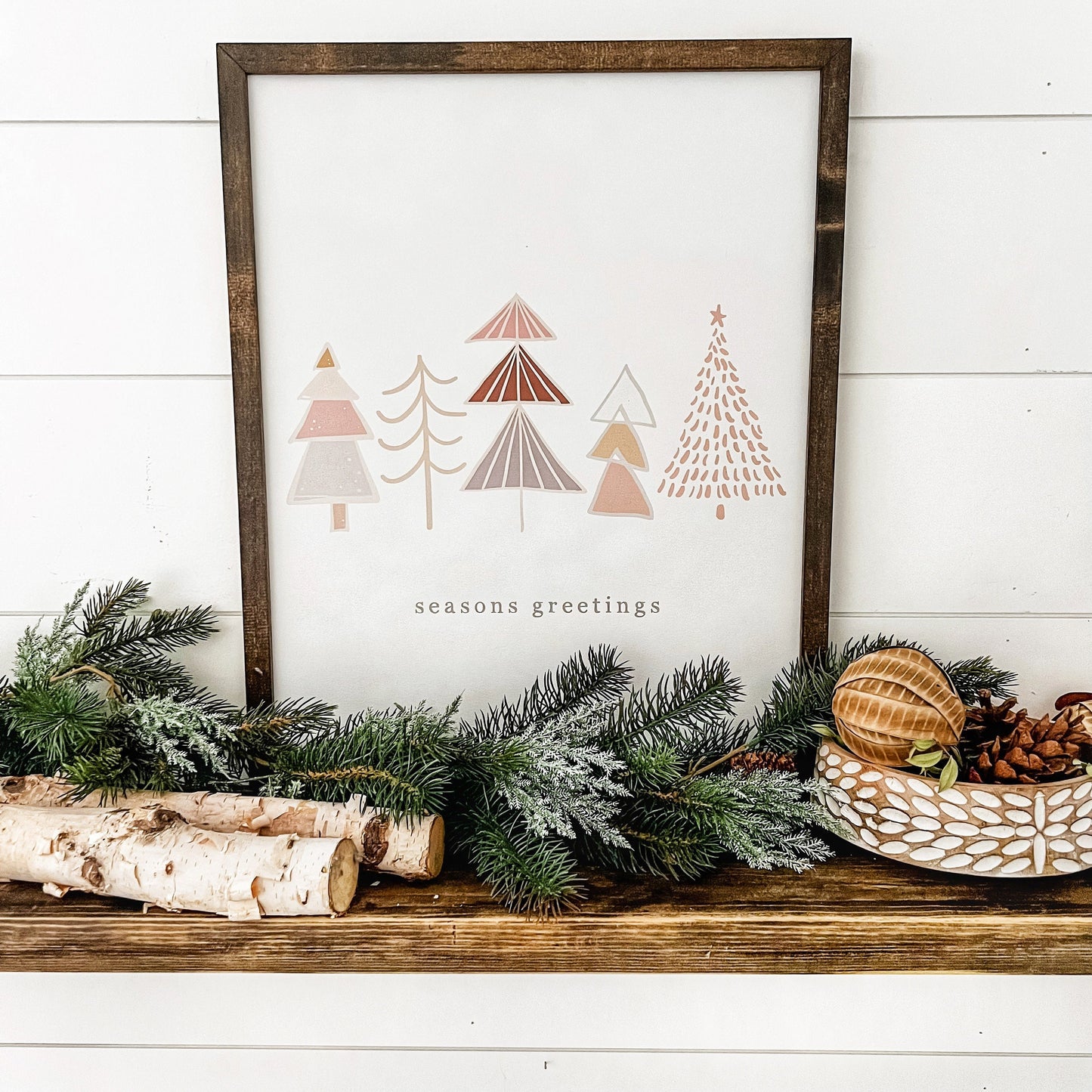 Seasons Greetings Boho Style Christmas Sign