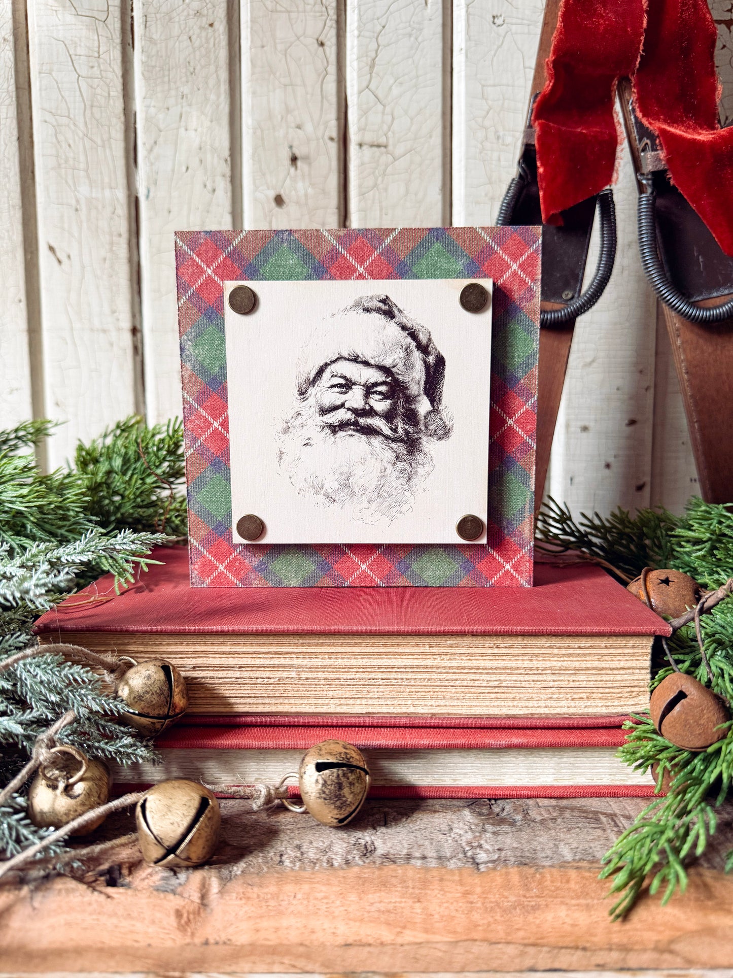 Vintage Santa Mini Wood Block