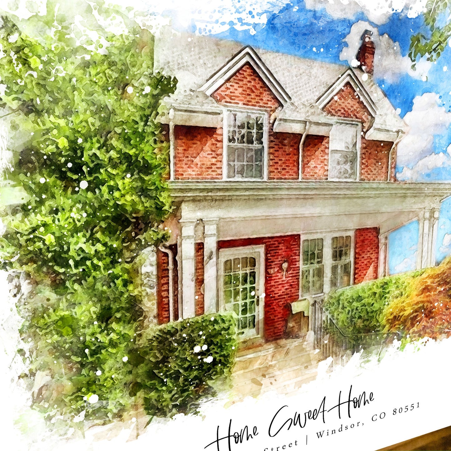 Custom Watercolor Home Portrait