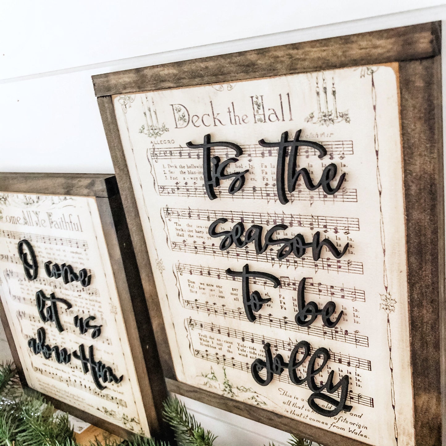 Vintage Christmas Carols Laser Cut Wood Sign
