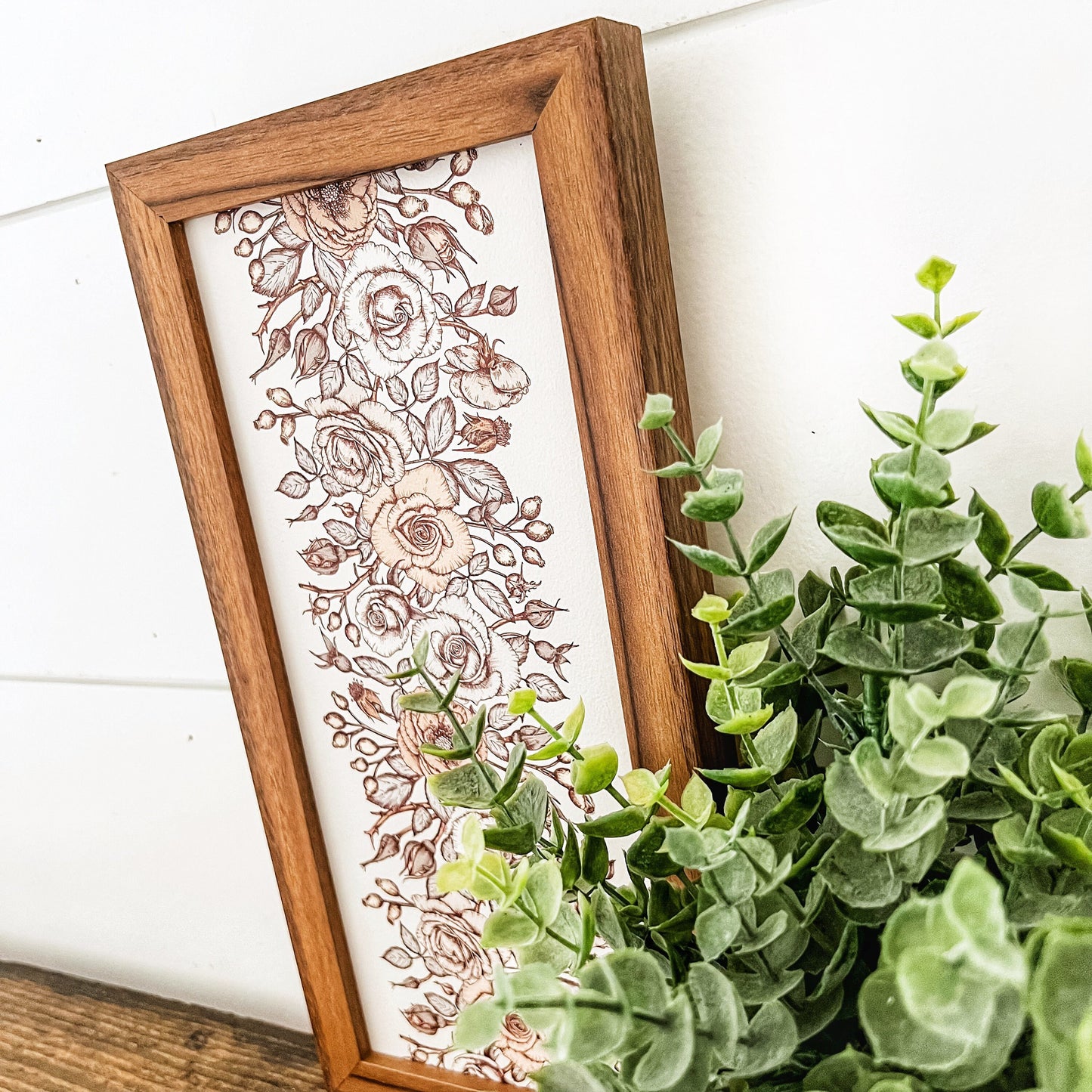 Spring Floral Vintage Pattern Skinny Wood Sign