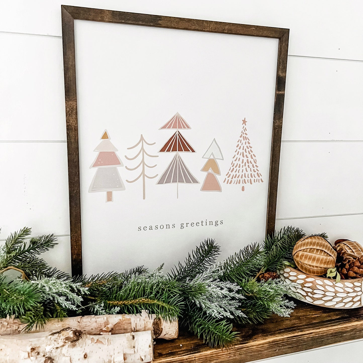 Seasons Greetings Boho Style Christmas Sign