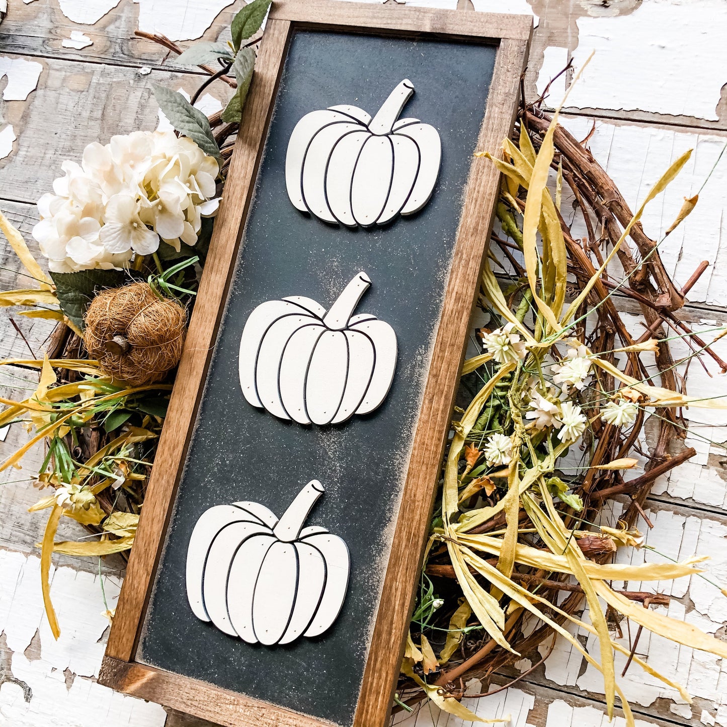 Fall Laser Cut Pumpkins Wood Sign