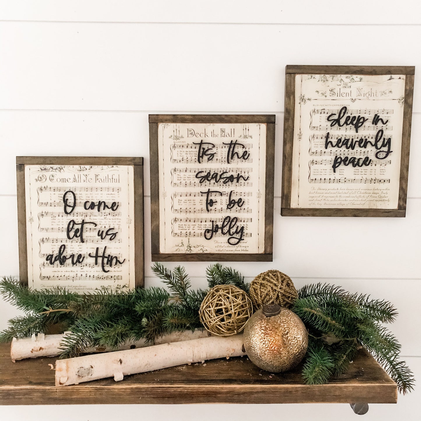 Vintage Christmas Carols Laser Cut Wood Sign