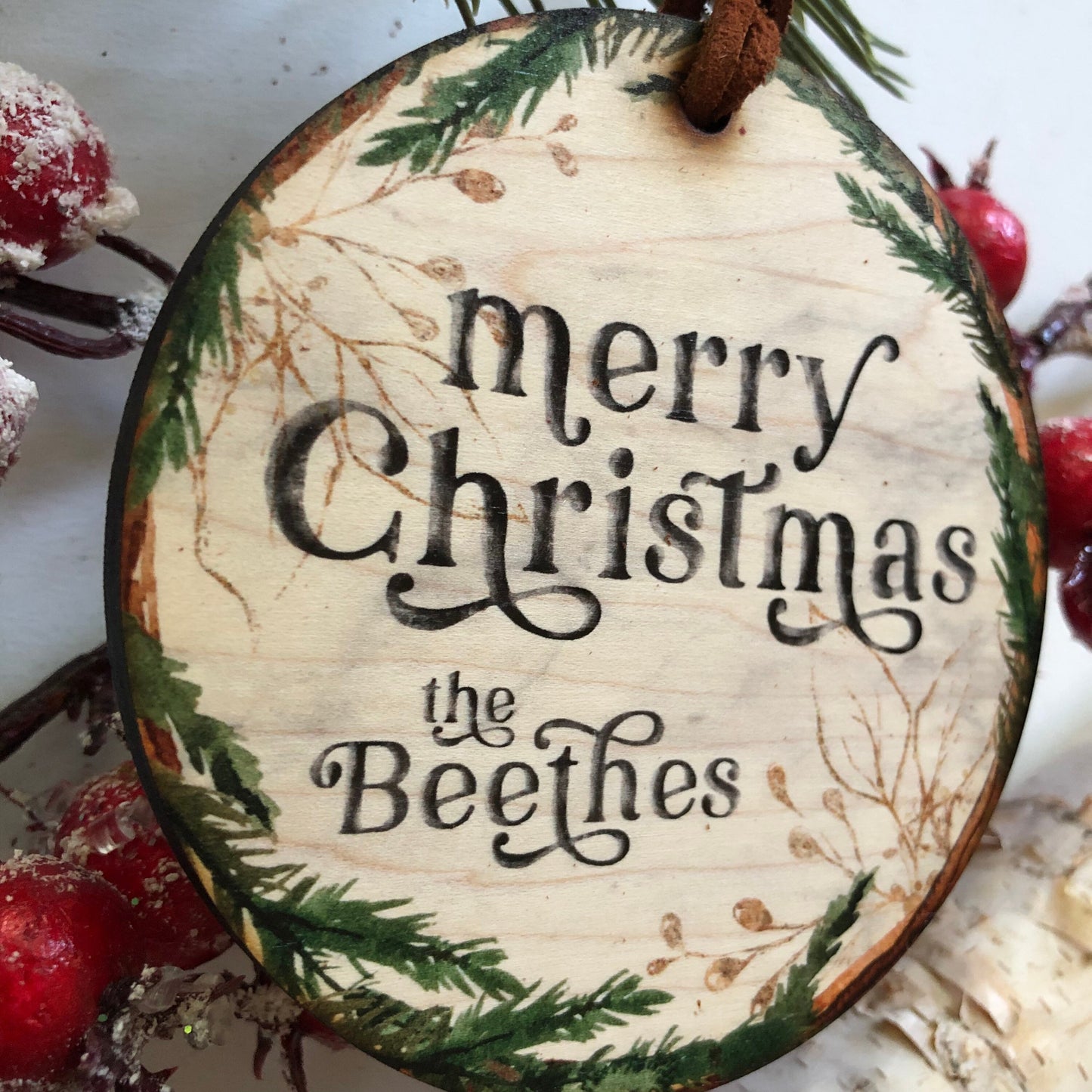 Merry Christmas Last Name Ornament