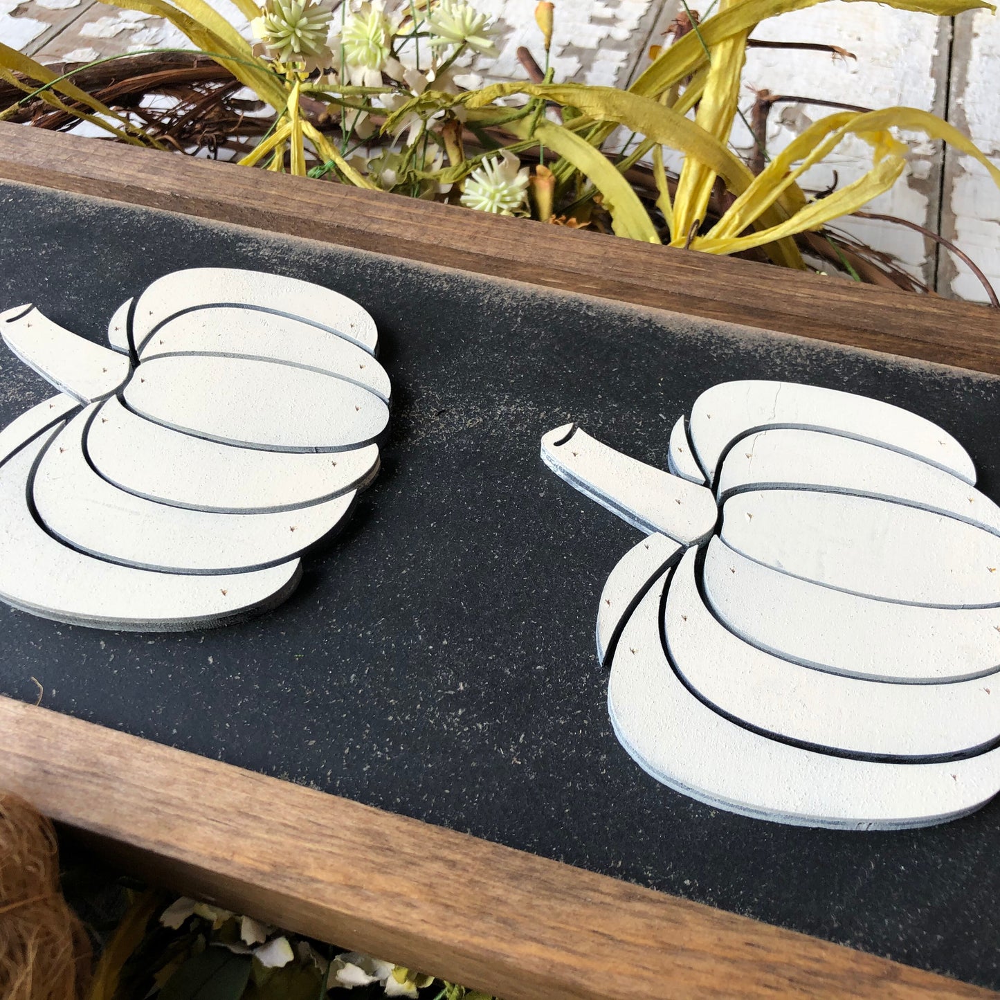 Fall Laser Cut Pumpkins Wood Sign