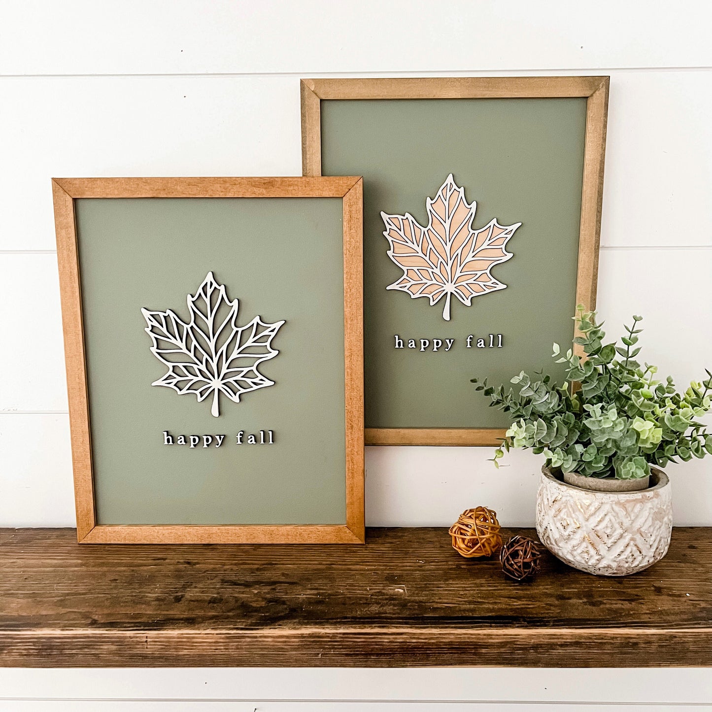 Happy Fall Leaf Wood Sign