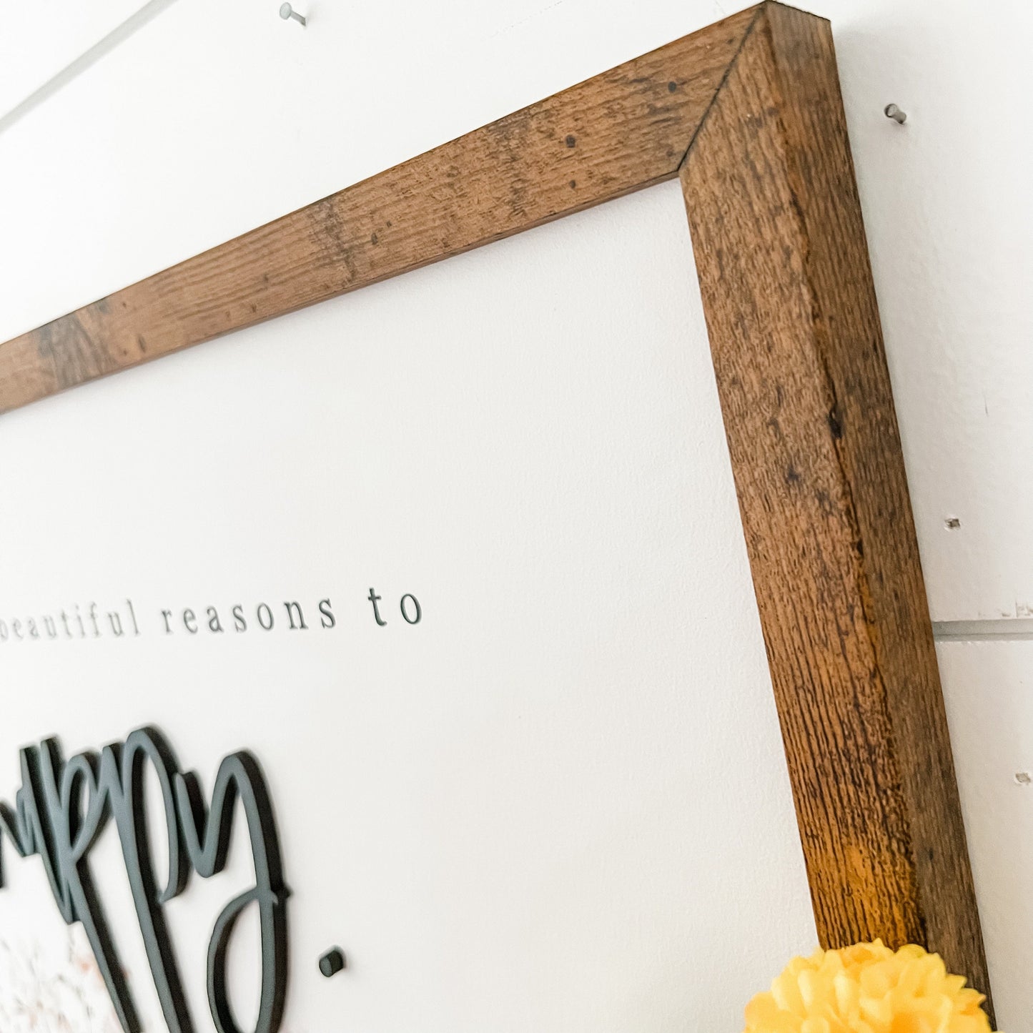 Be Happy Floral Wood Sign