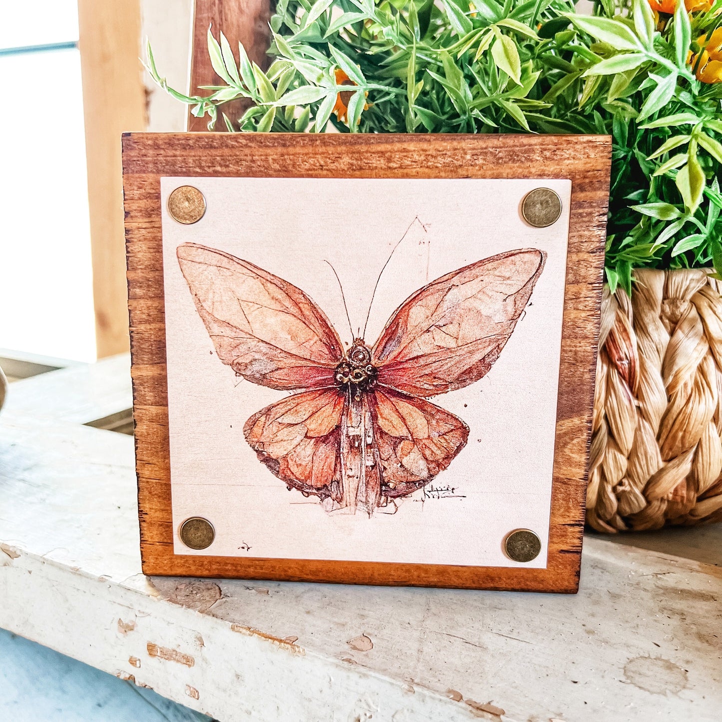 Butterfly Wood Mini Block Sign