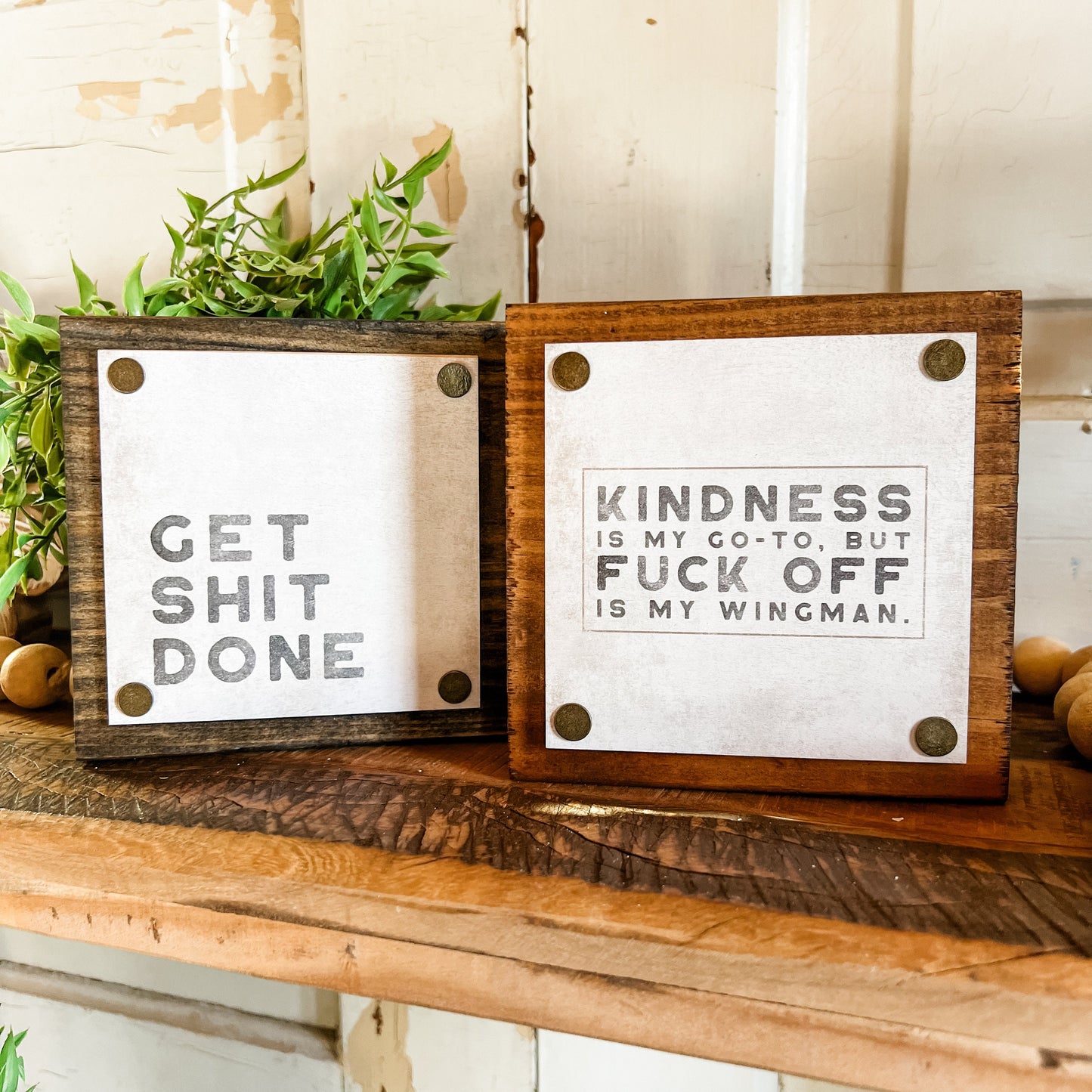 Funny Mini Wood Block Signs
