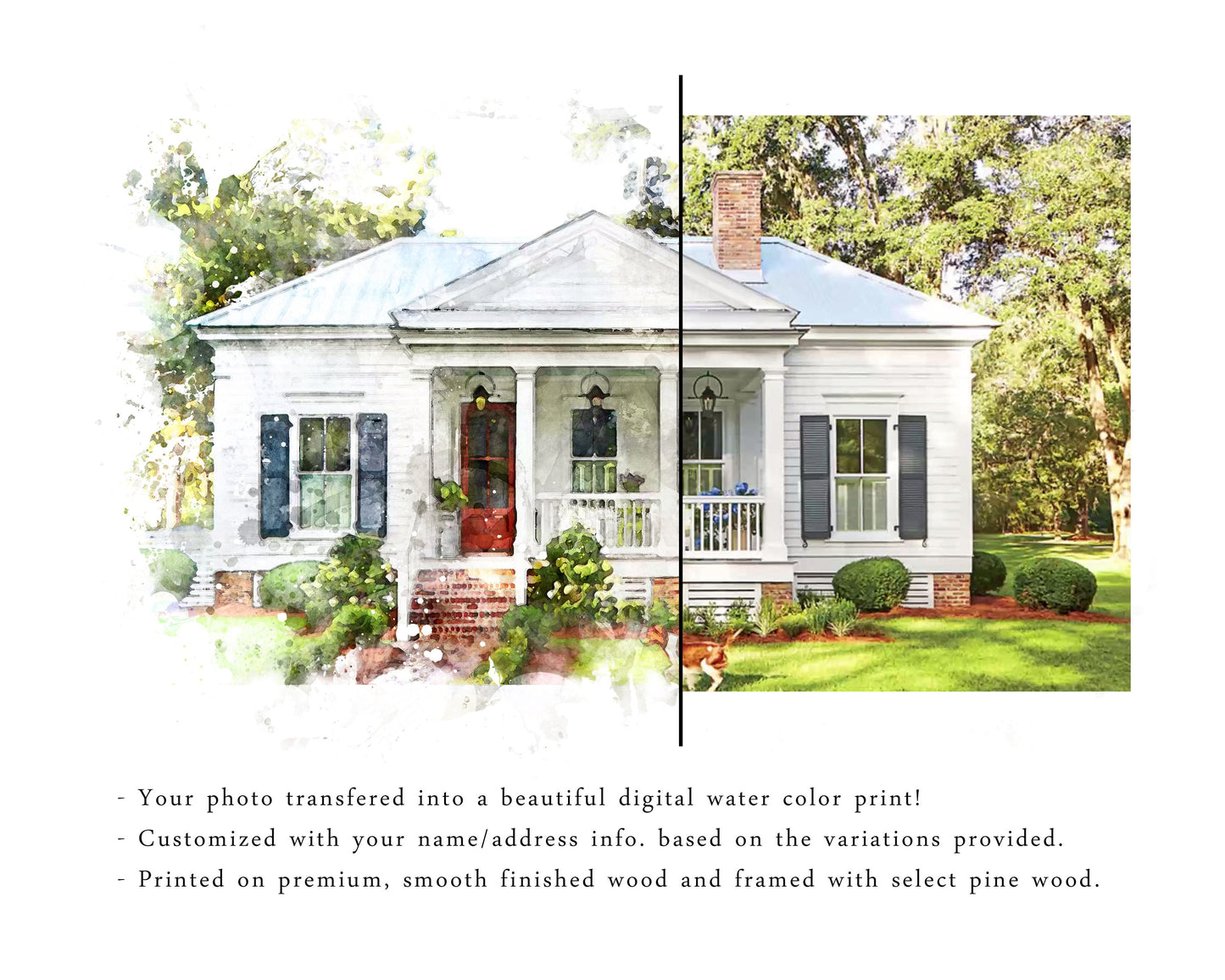 Custom Watercolor Home Portrait