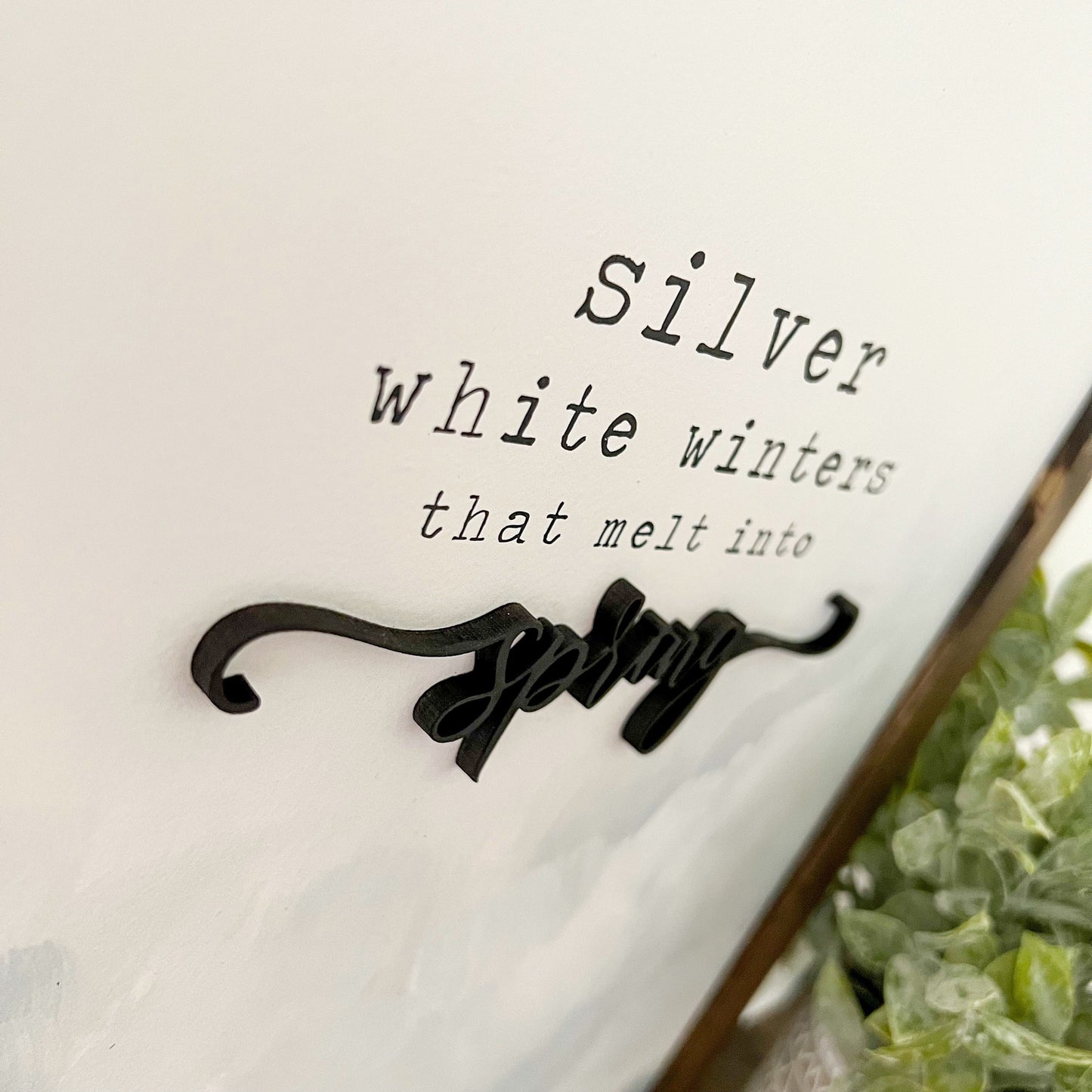 Silver White Winters Wood Sign