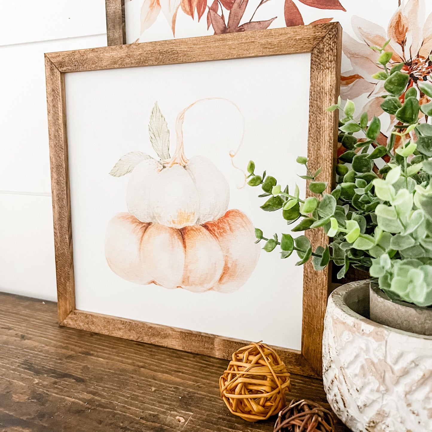 Stacked Pumpkins Fall Wood Sign