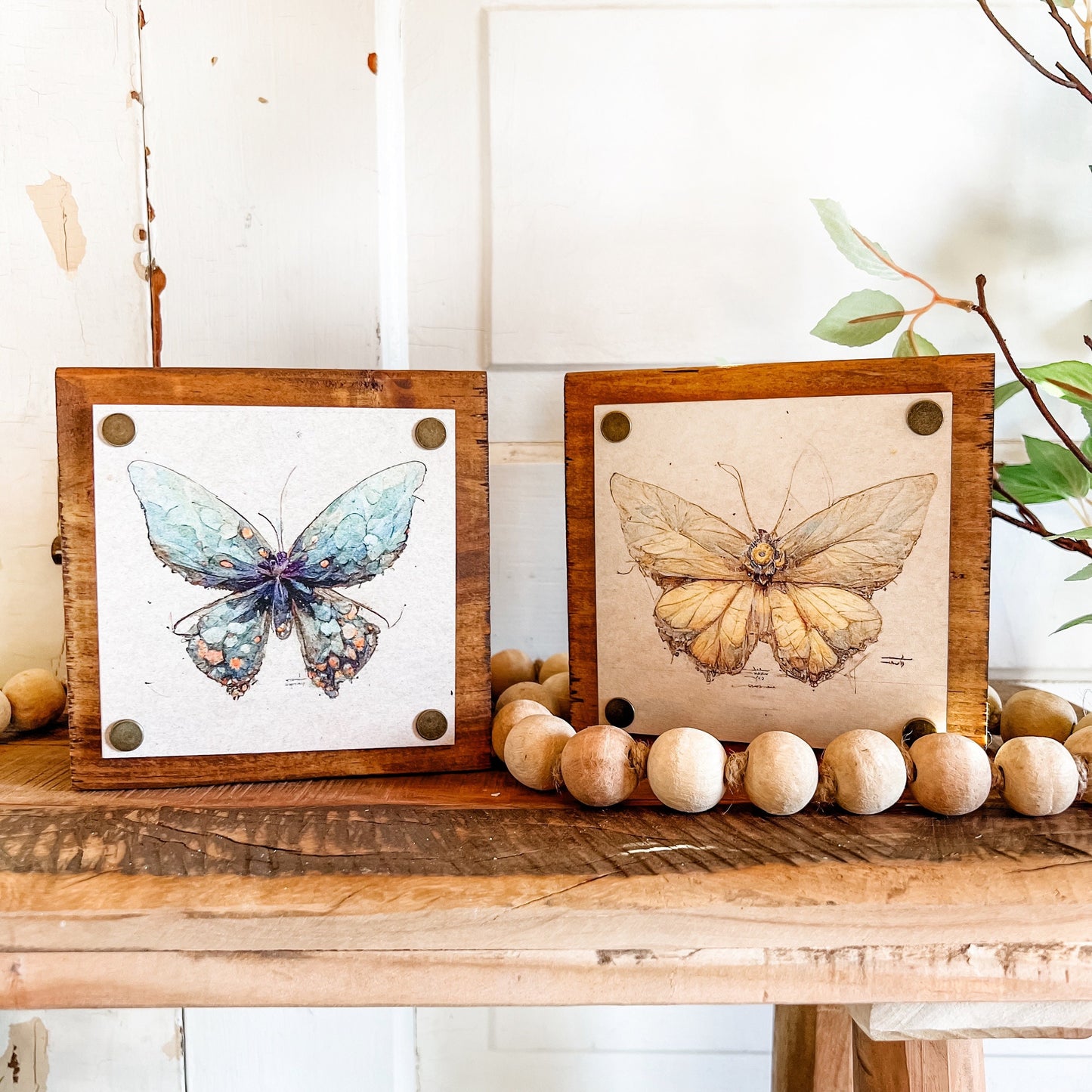 Butterfly Wood Mini Block Sign