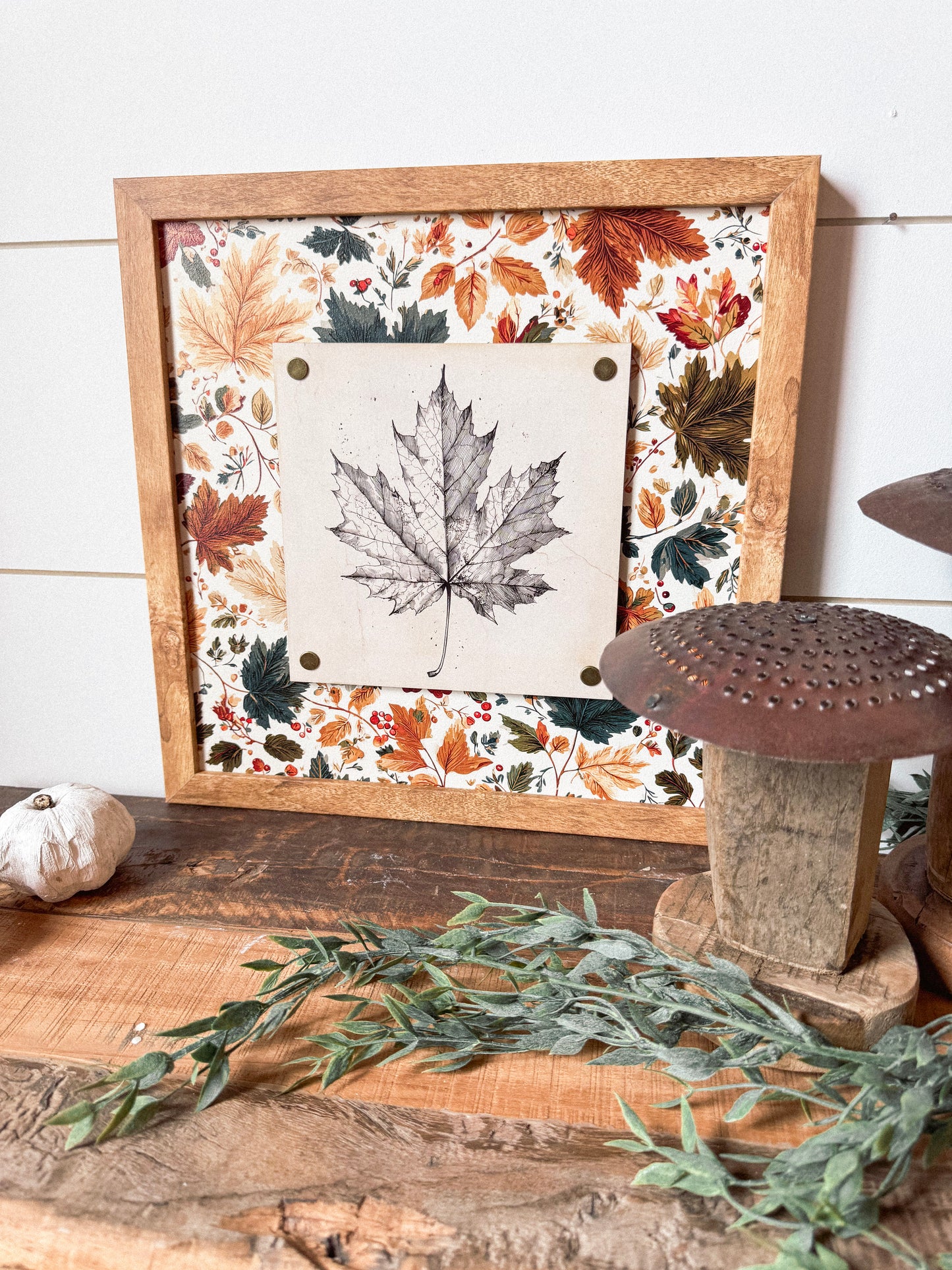 Vintage Fall Leaf Plaque Wood Sign