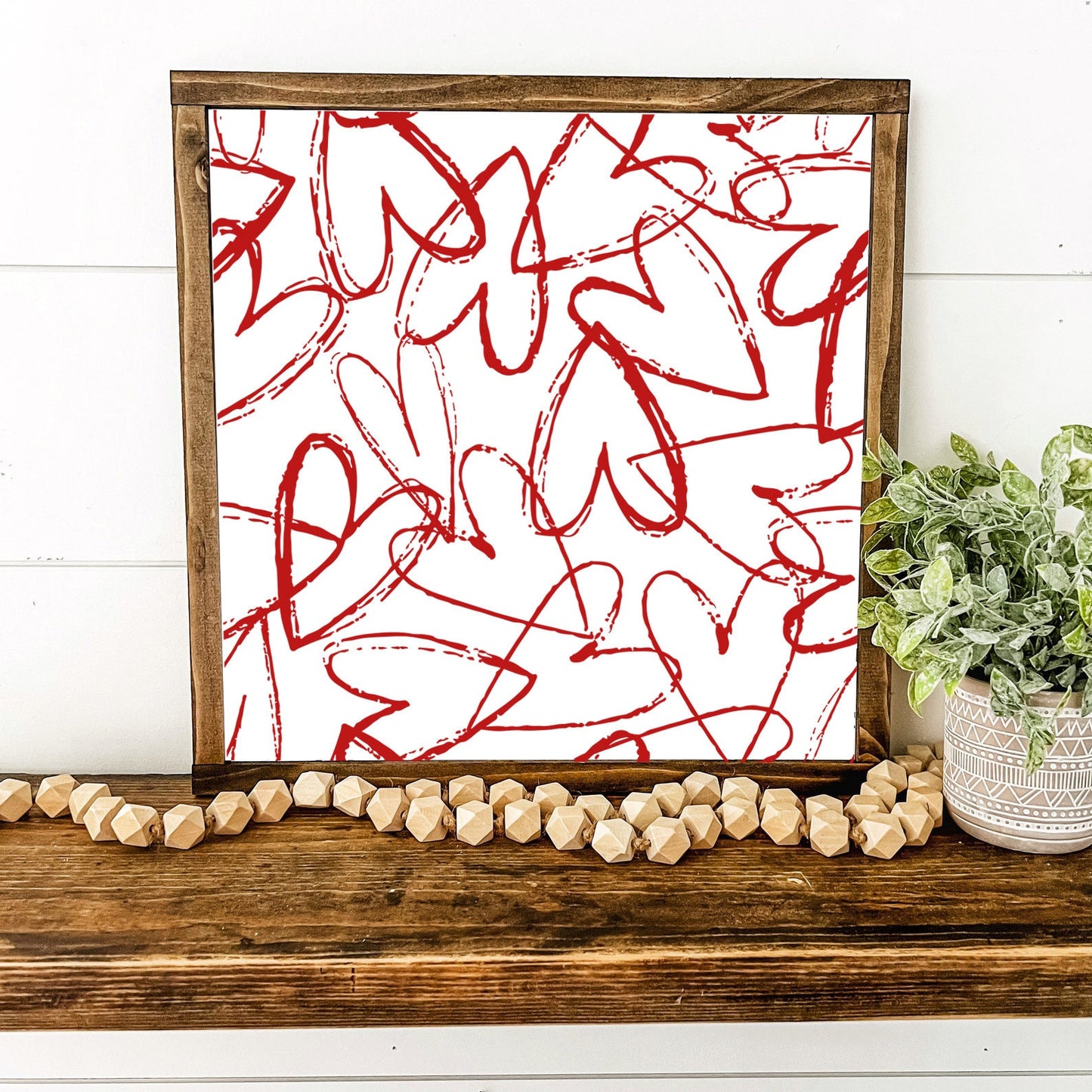 Skinny Hearts Valentines Day Layering Wood Sign