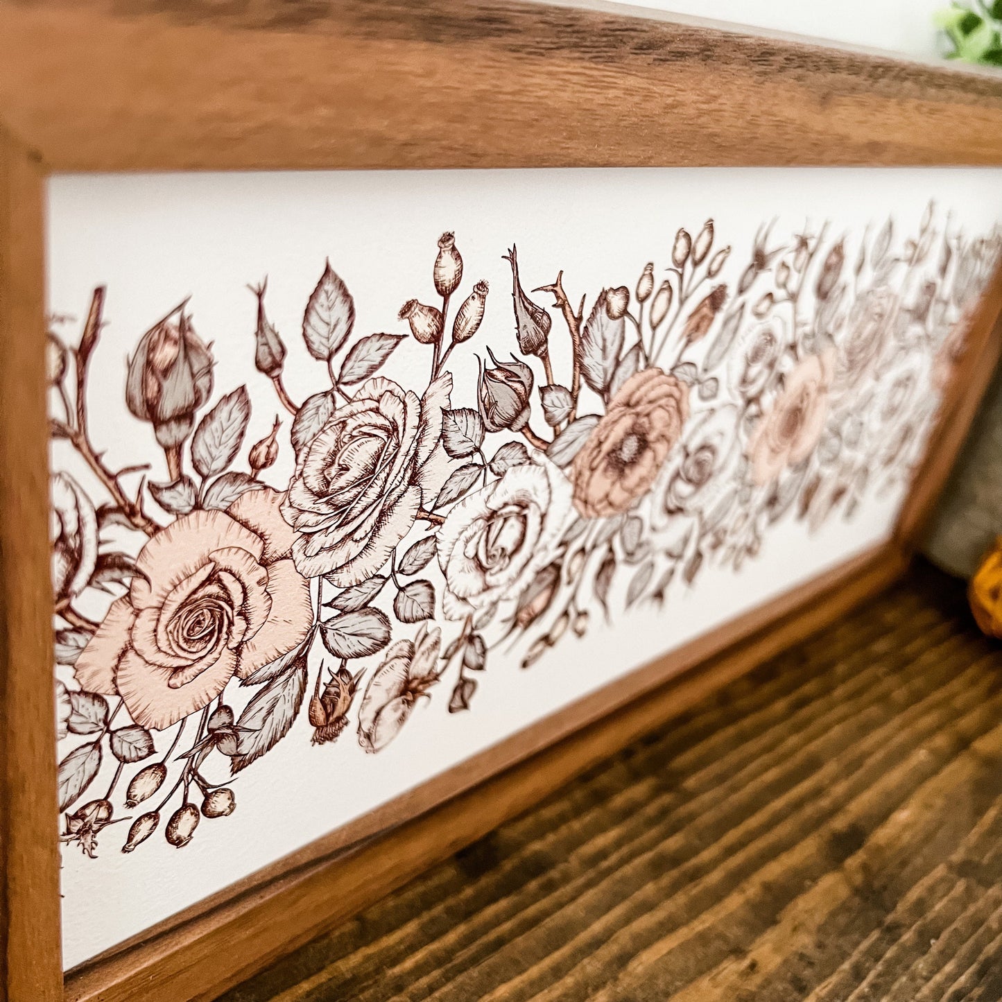 Spring Floral Vintage Pattern Skinny Wood Sign