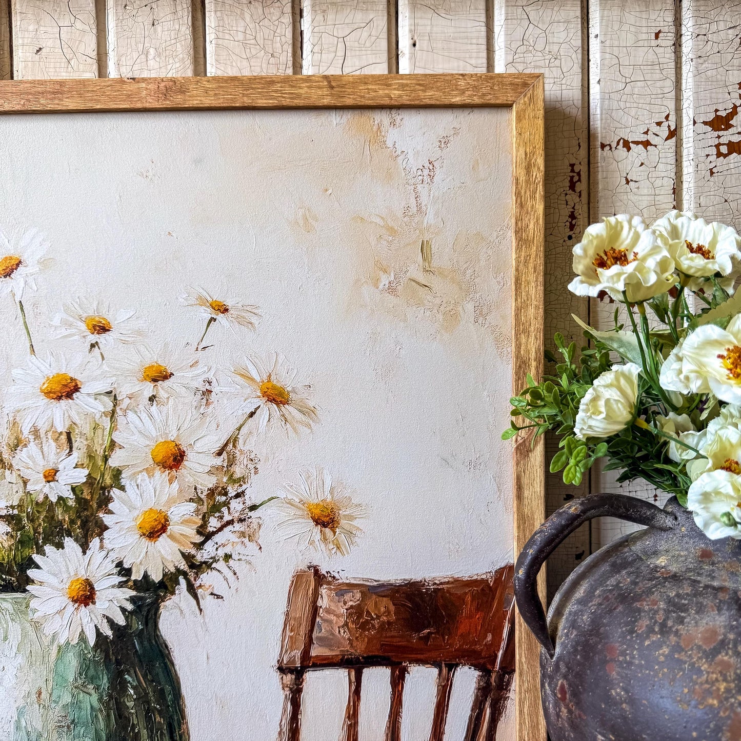 White Daisies in Vase Wall Art