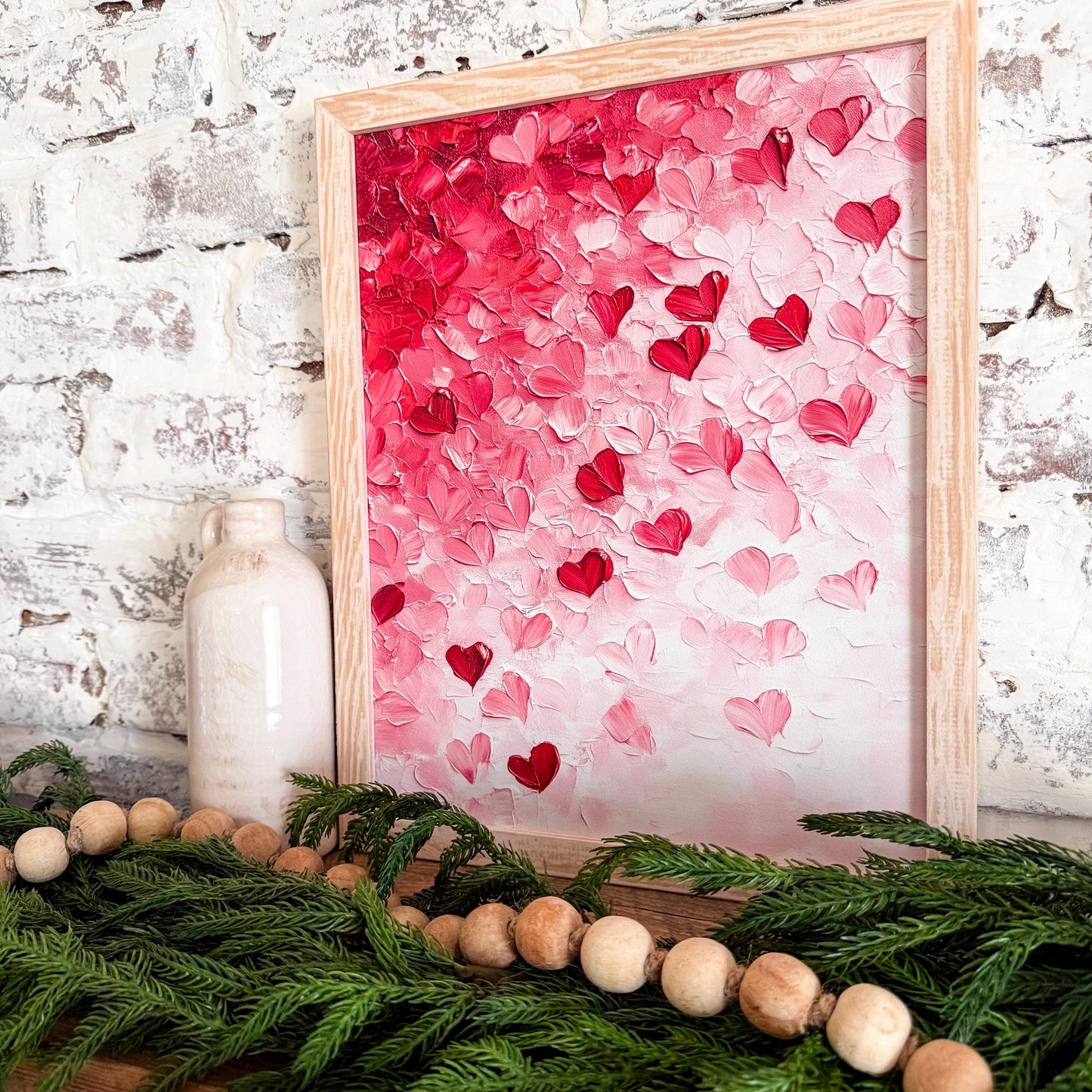 Ombre Pink Hearts Valentines Day Wall Art