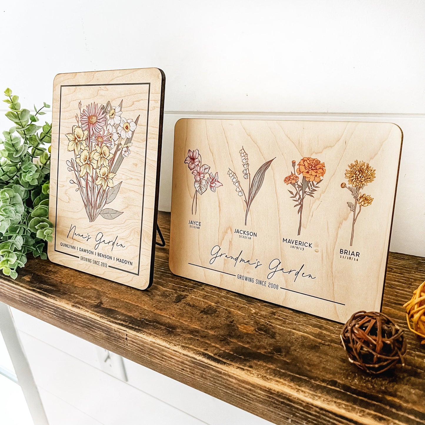 Birth Month Flower Bouquet Wood Plaque