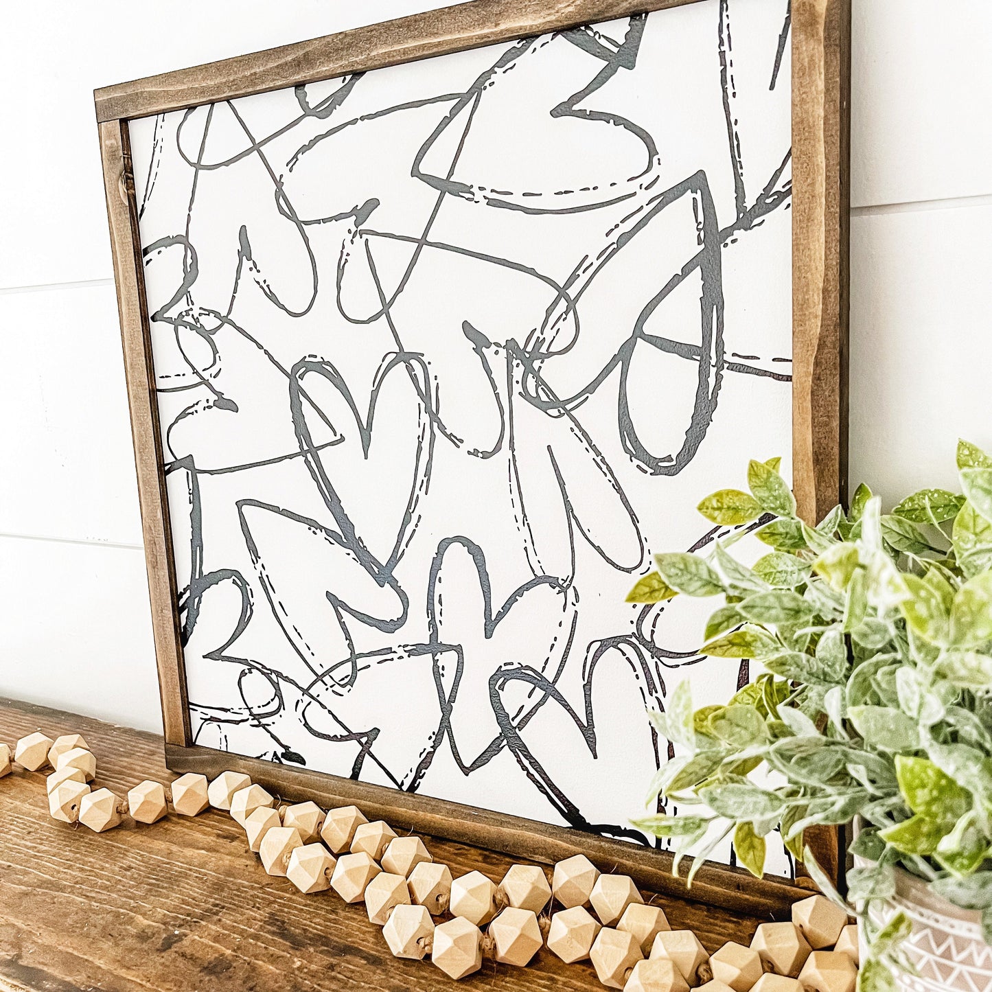 Skinny Hearts Valentines Day Layering Wood Sign