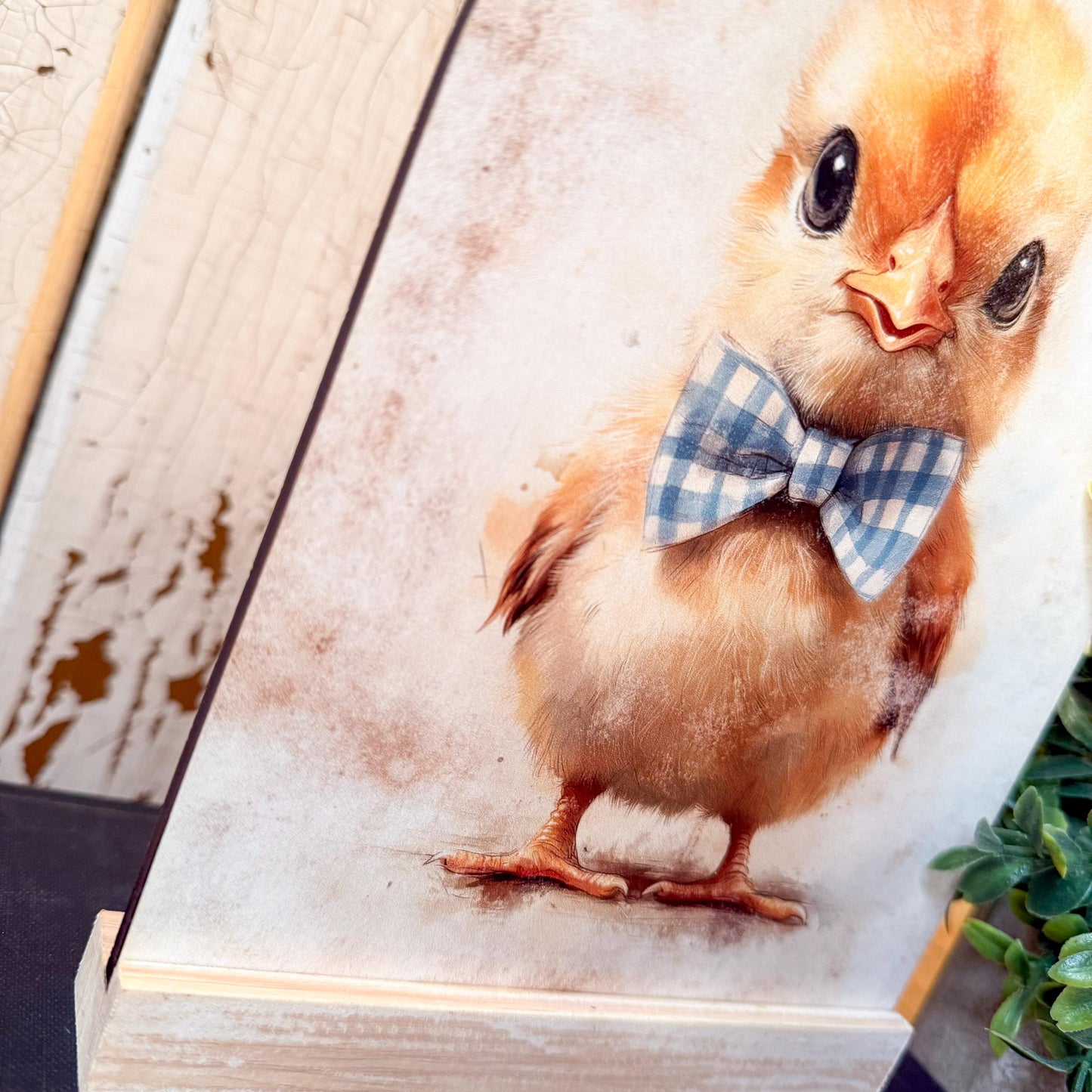 Baby Easter Chick Arched Wood Sign Shelf Sitter