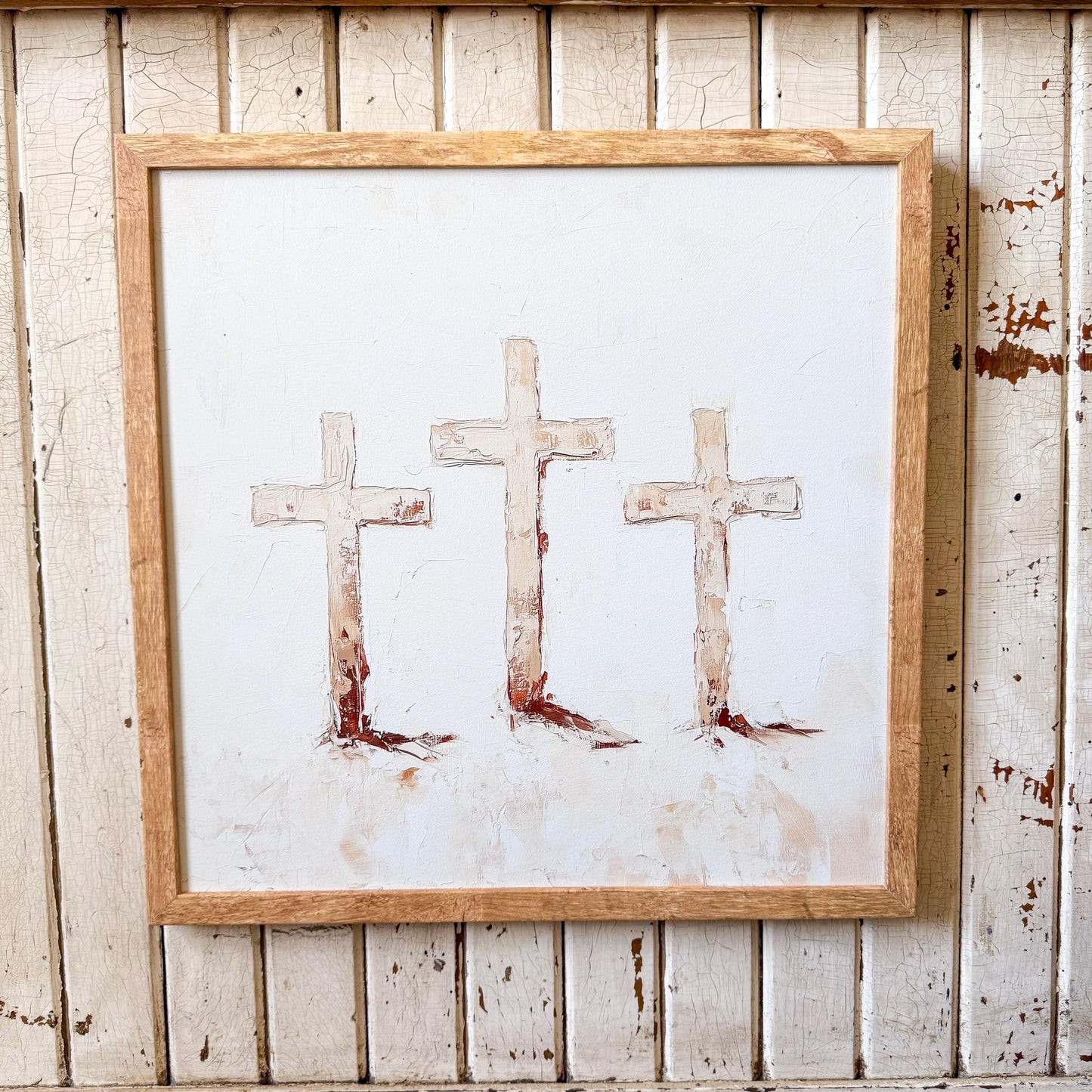 Three Crosses Wood Sign