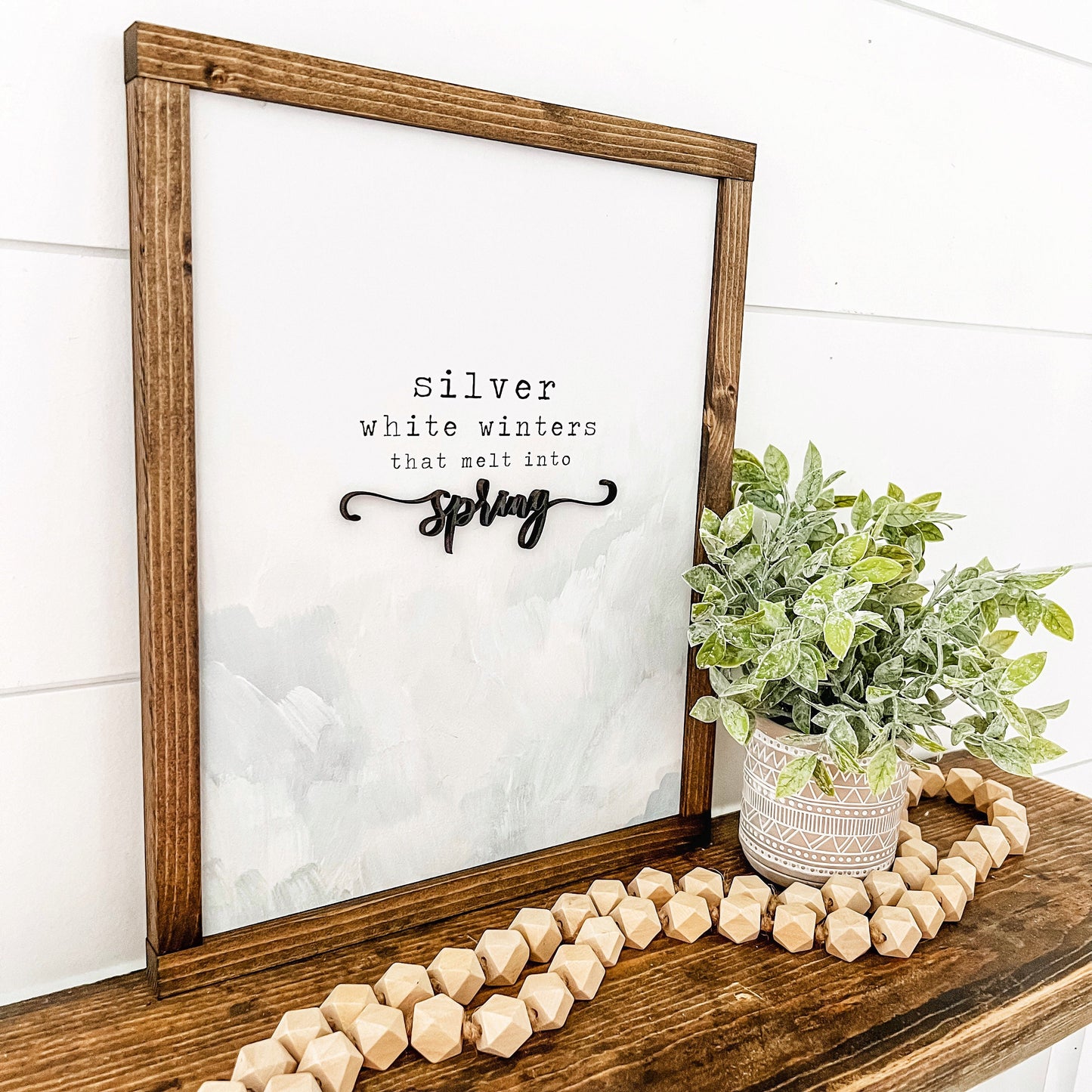 Silver White Winters Wood Sign