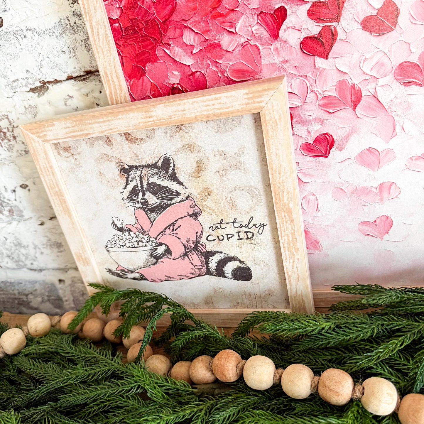 Funny Raccoon Valentines Day Wall Art