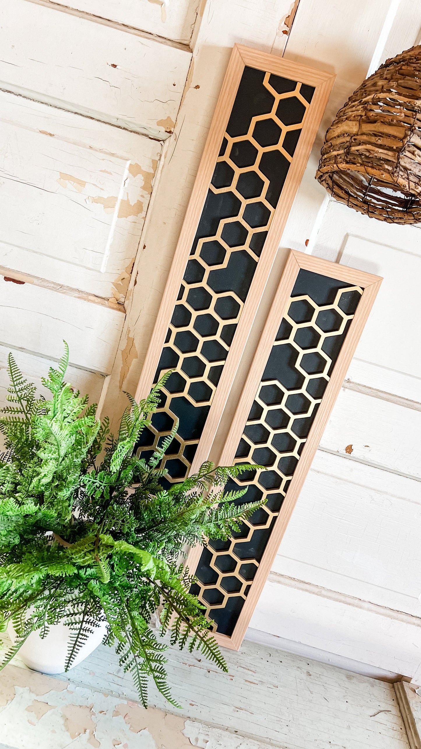 Geometric Honeycomb Wall Art - Skinny Size