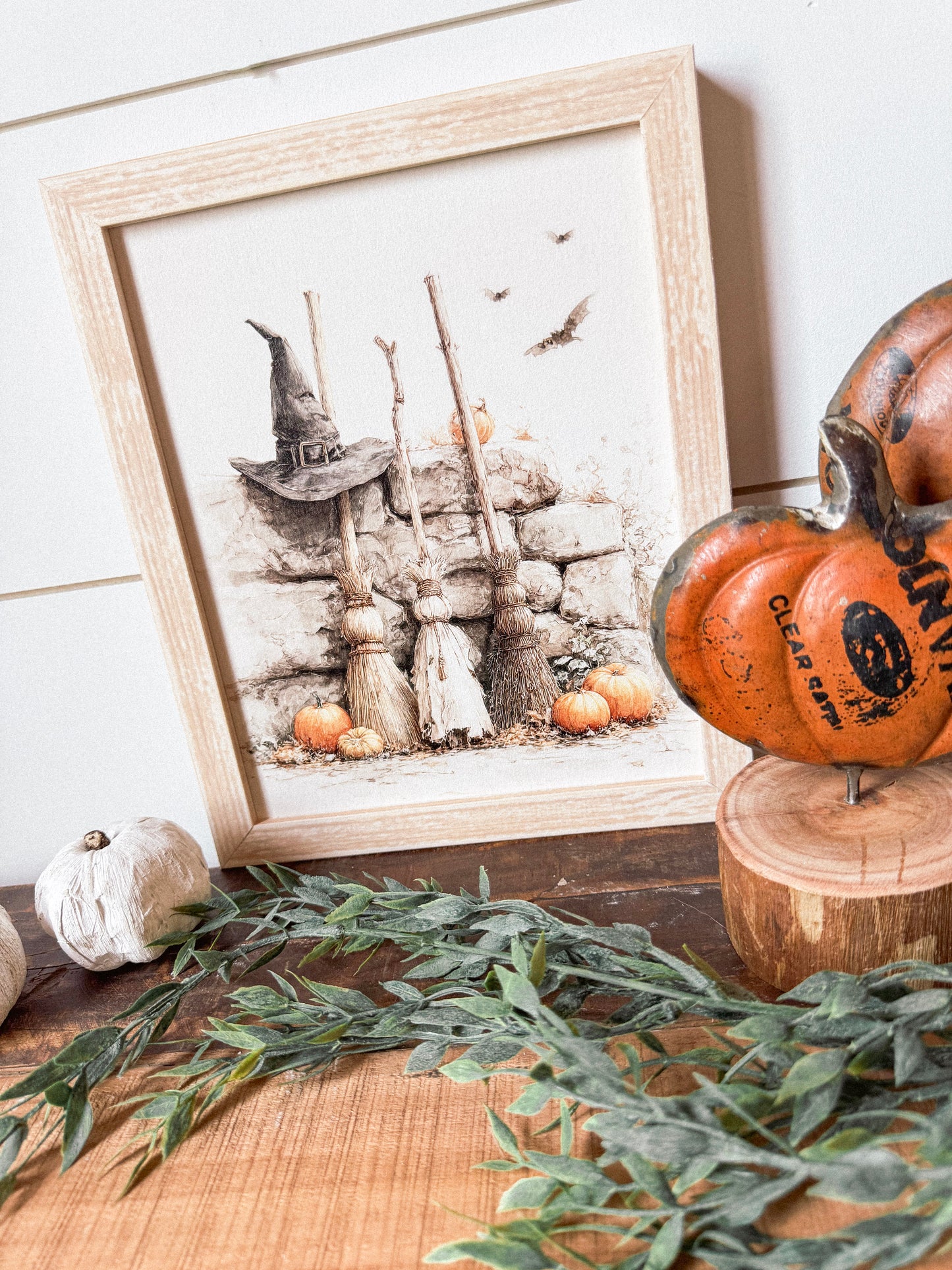 Three Brooms Halloween Wood Sign
