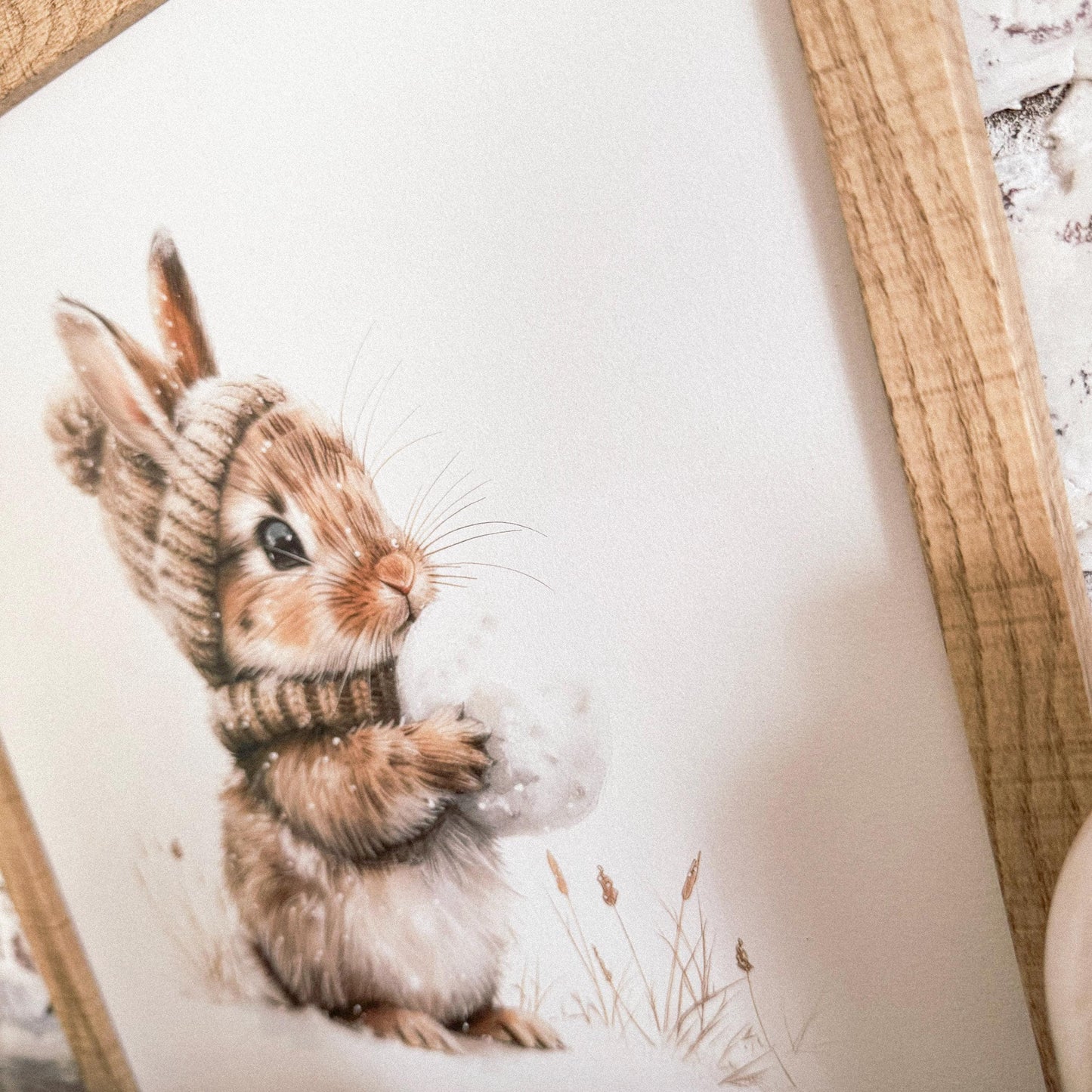Winter Bunny Farmhouse Wood Sign
