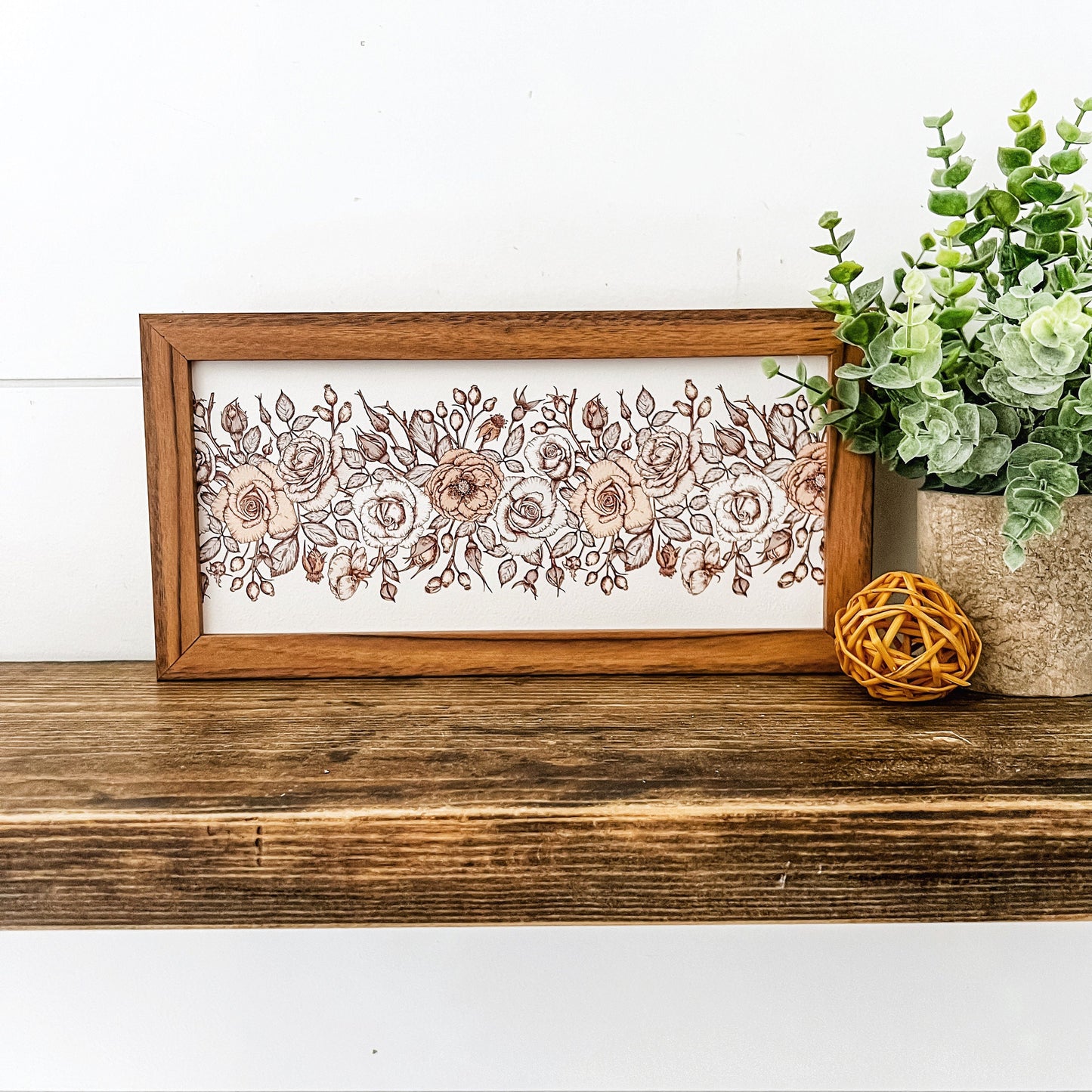 Spring Floral Vintage Pattern Skinny Wood Sign