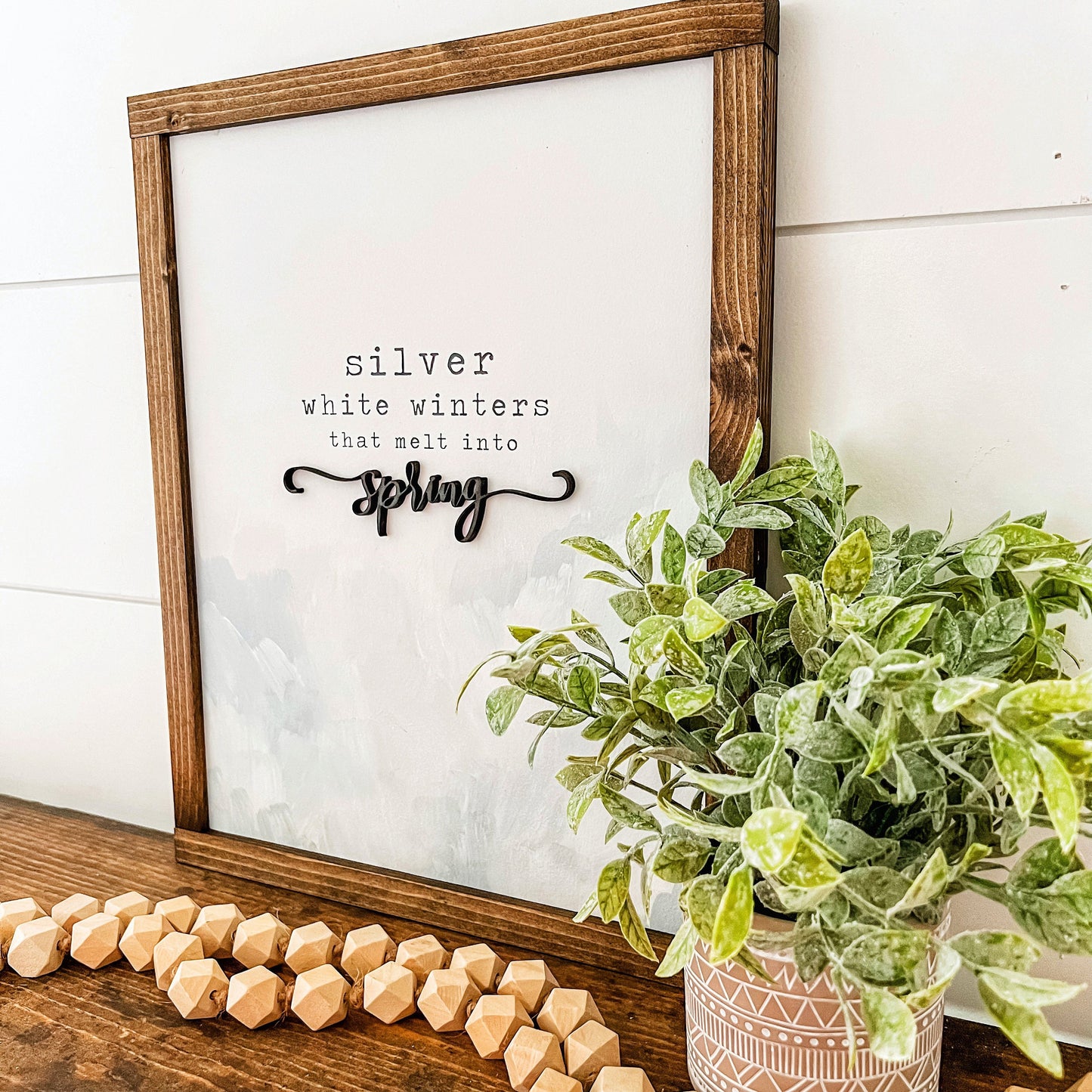 Silver White Winters Wood Sign