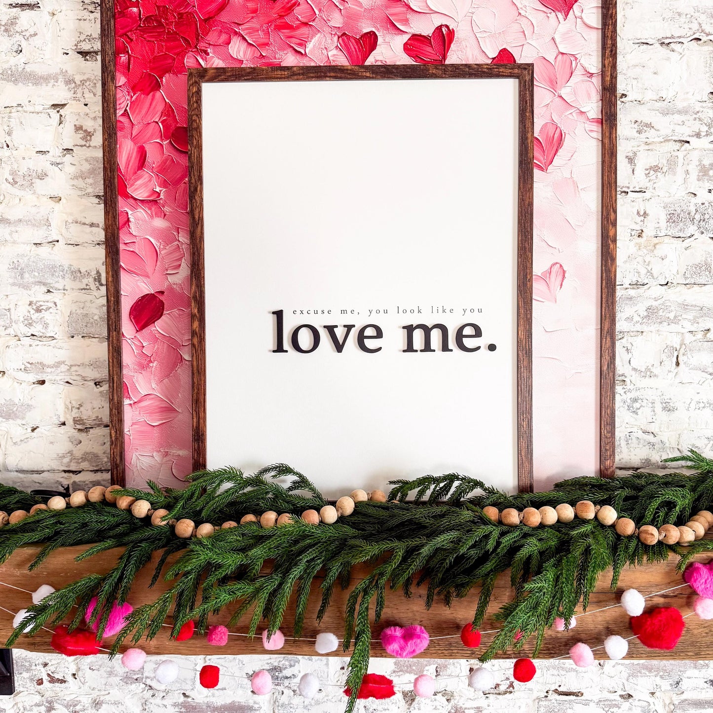 Ombre Pink Hearts Valentines Day Wall Art