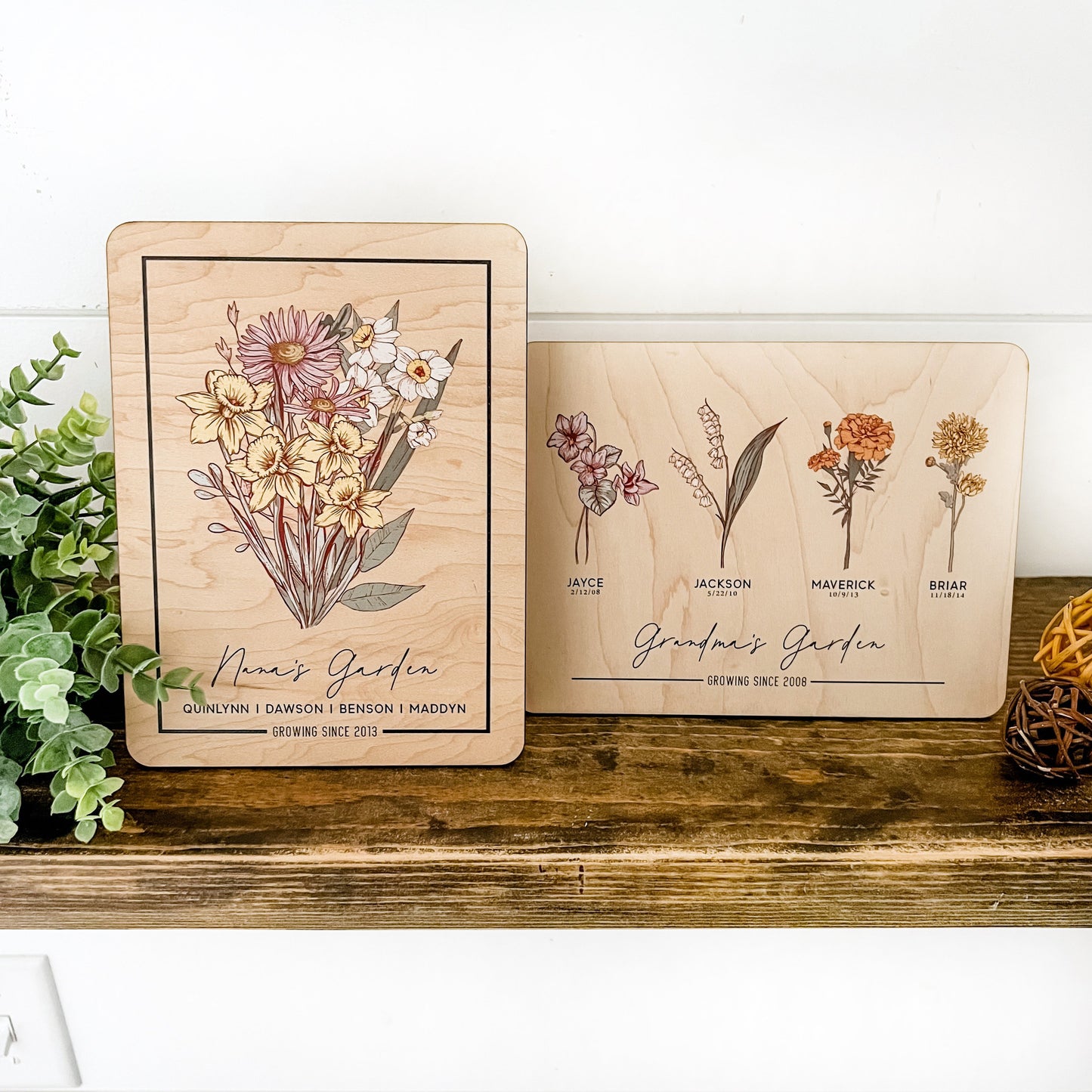 Birth Month Flower Bouquet Wood Plaque