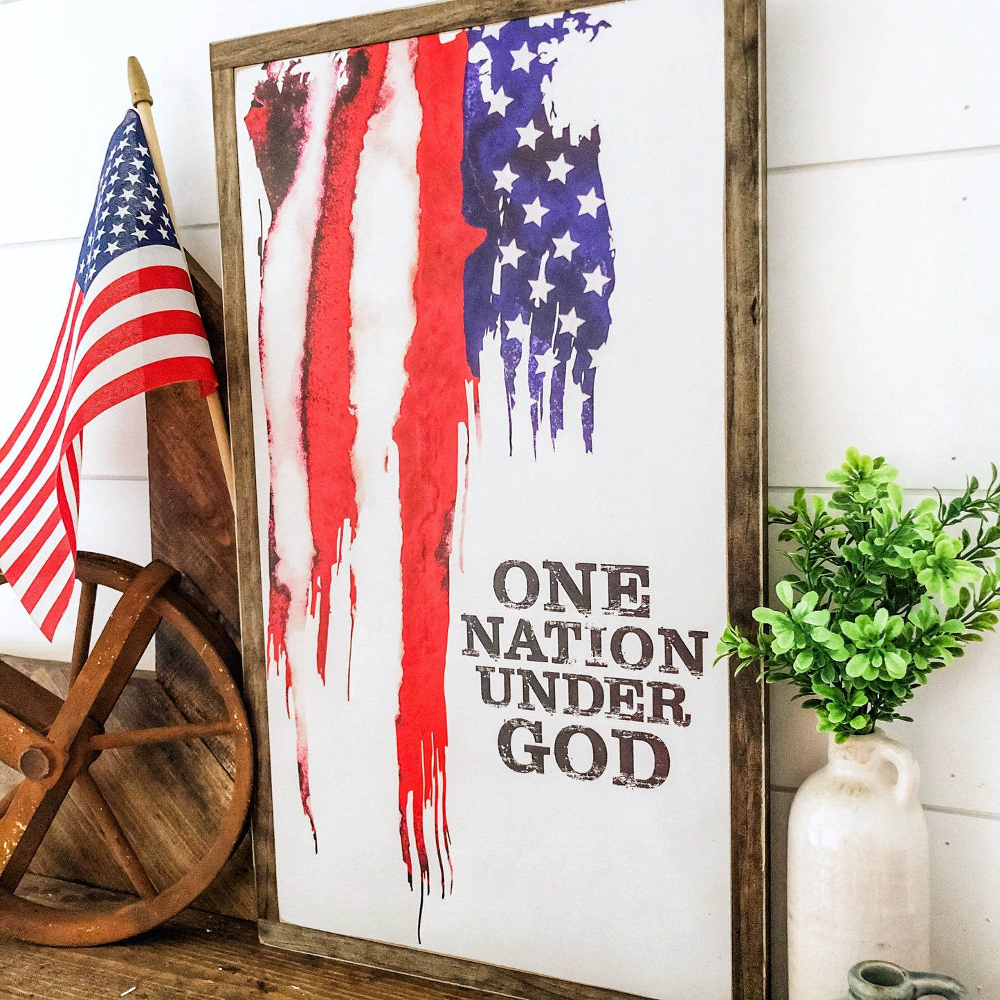 One Nation Under God American Flag Sign