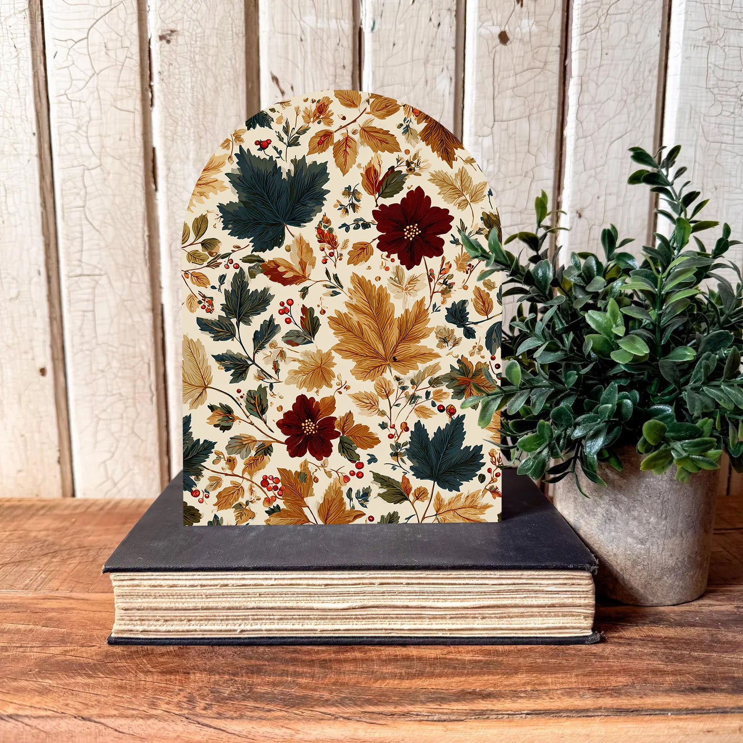 Fall Colorful Leaves Arched Shelf Sitter