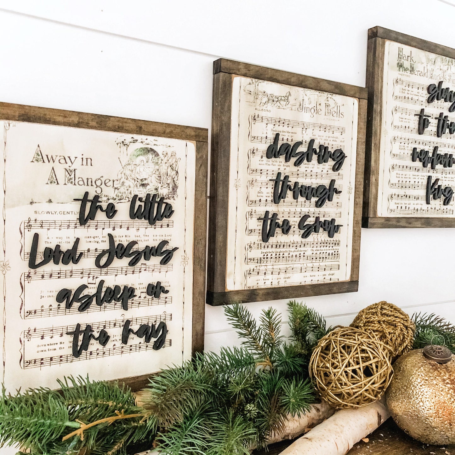 Vintage Christmas Carols Laser Cut Wood Sign