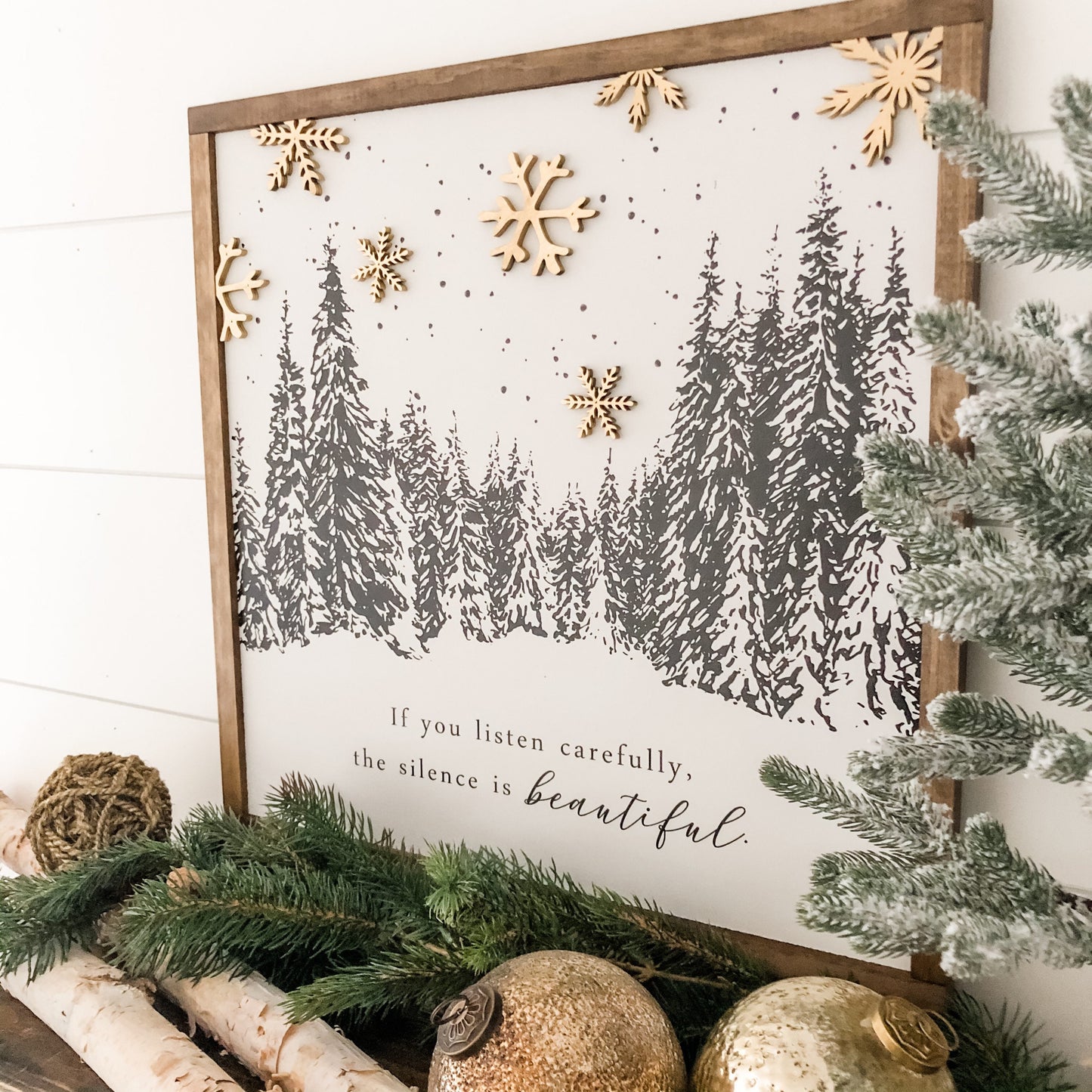 Silence is Beautiful Winter Wood Sign