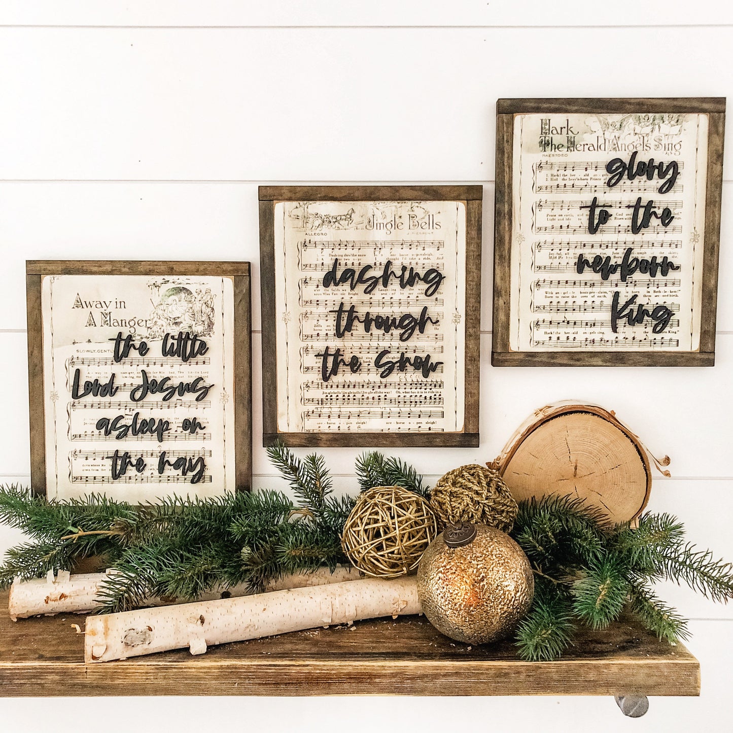 Vintage Christmas Carols Laser Cut Wood Sign